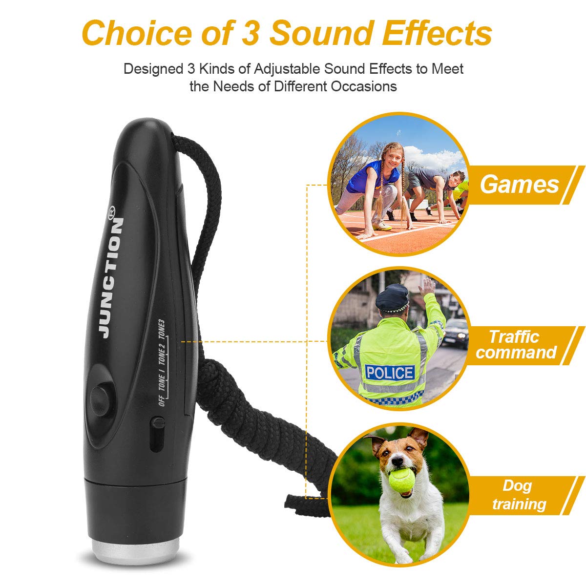 Electronic Whistle, 3 Pack Handheld Electronic Whistles Electric Whistle with Lanyard Three Tone Distinct High Volume Outdoor Sport Whistle for Coaches, Referees, P.E. Teacher