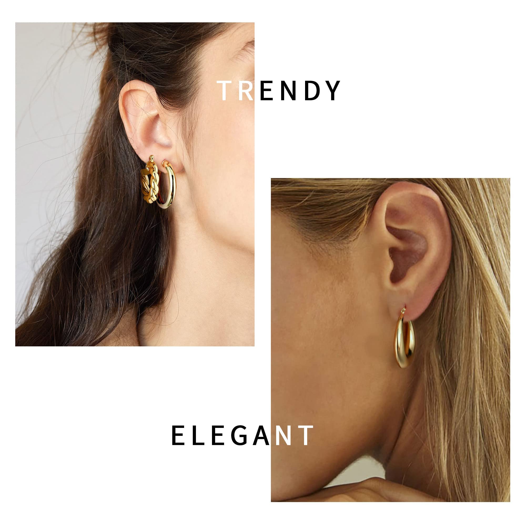 Yesteel Gold Hoop Earrings - 14k Gold Plated Small Hoop Earrings for Women Trendy Hypoallergenic Womens Hoops Huggie Earring, Jewelry Gifts for Women Her