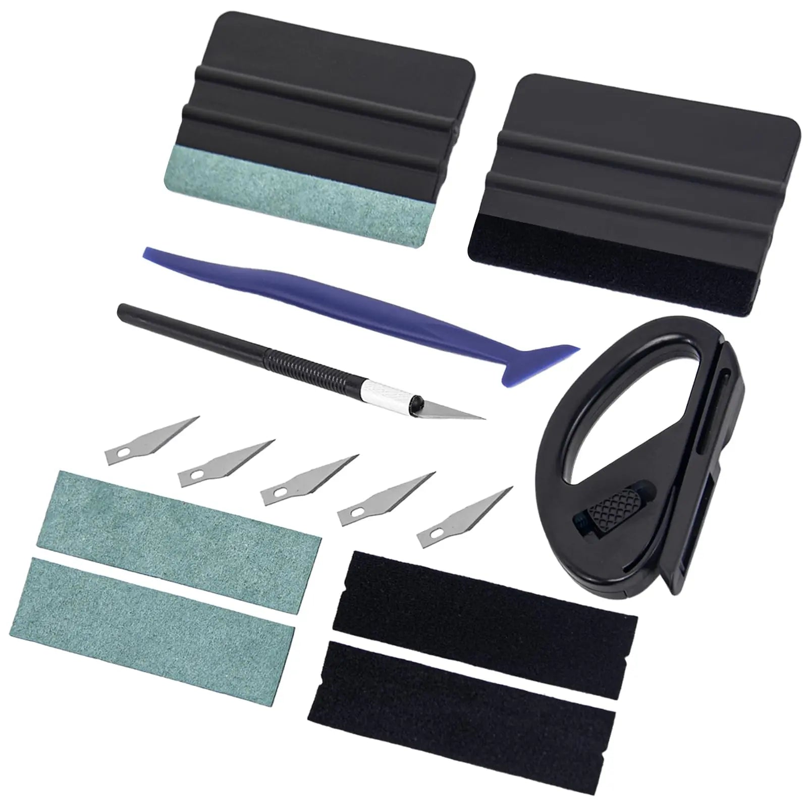 Amzdepot Window Tint Kit, Profession Car Wrap Kit with Felt Squeegee and Felt Replacements, Craft Knife and Blades, Safe Vinyl Cutter, Micro Squeegee for Vinyl Wrap Tools Tint Tools
