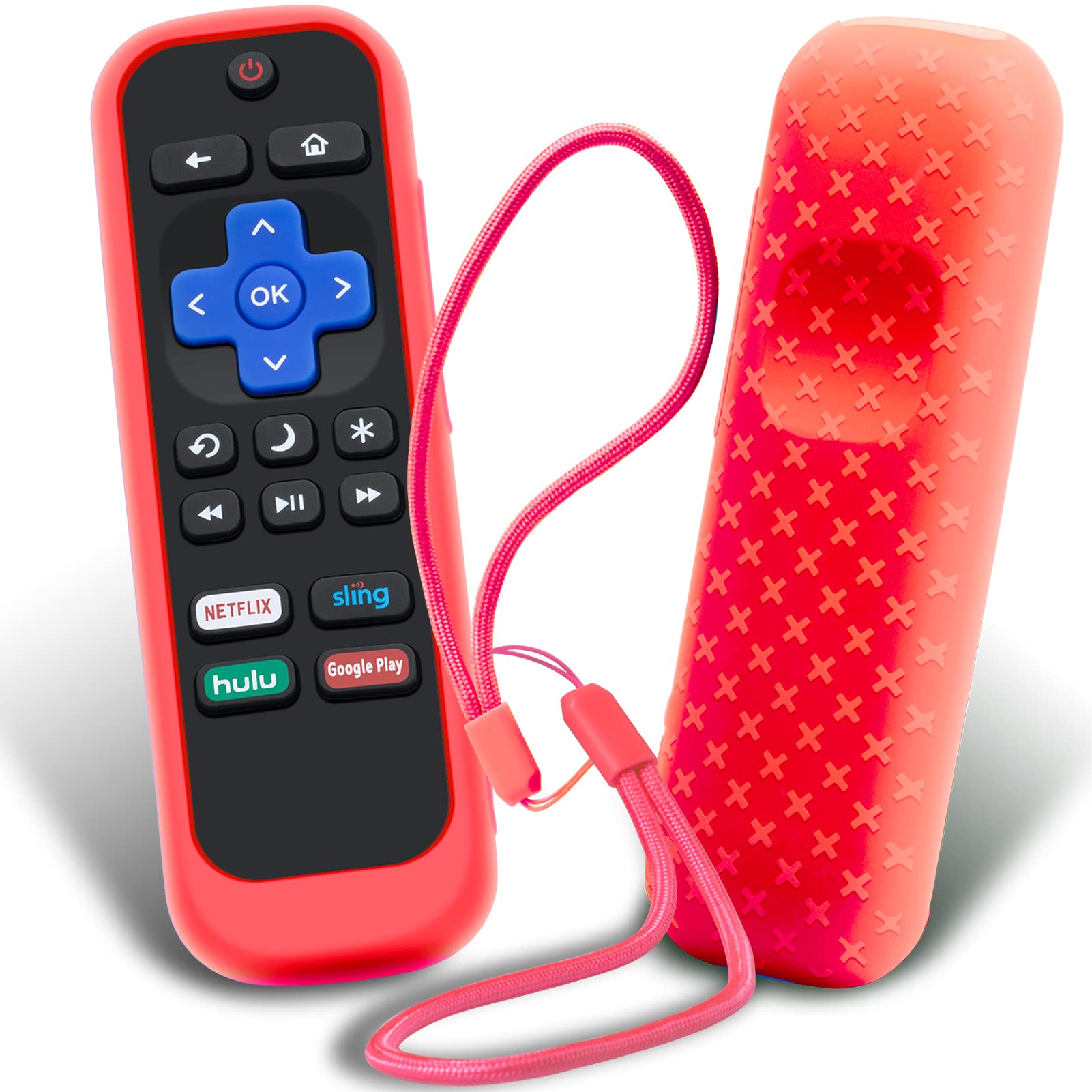 4Pack Case for Roku Remote, Cover for Hisense/TCL Roku TV Steaming Stick/Express Universal Replacement Controller Silicone Sleeve Skin Glow in The Dark Green Sky Purple Red