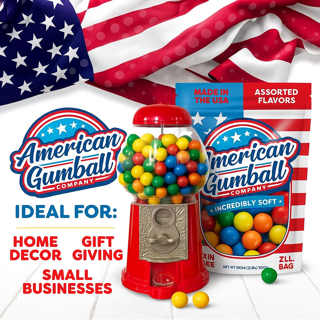 American Gumball Company Refill Gumballs 2 Pound Bag - .62 inch Small Gumballs for 1/2" Gumball Machine, Assorted Flavors