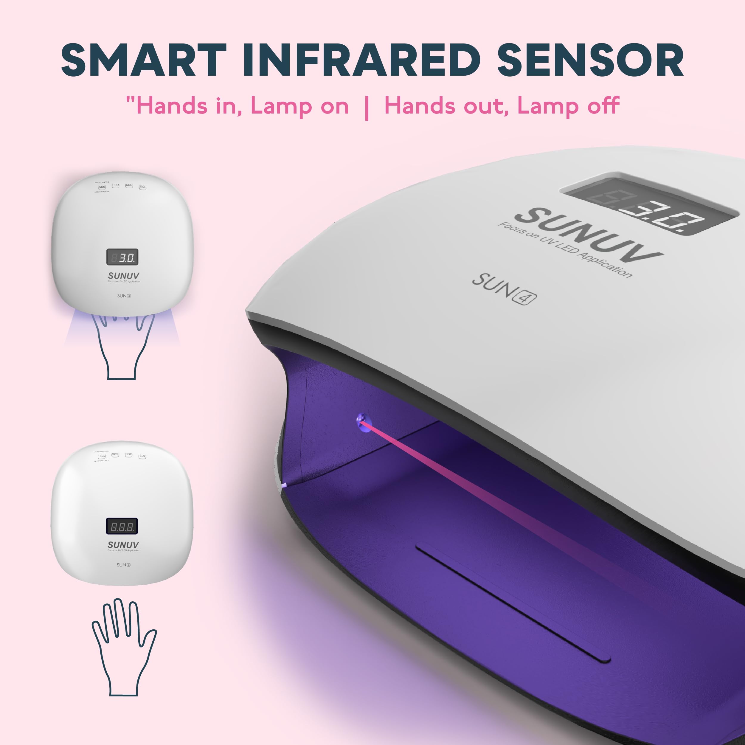 SUNUV UV LED Nail Lamp, UV Light for Nails Compatible with All Gel Polish, 36 LEDs with 4 Timer Settings, LCD Display for Home Salon SUN4 Black