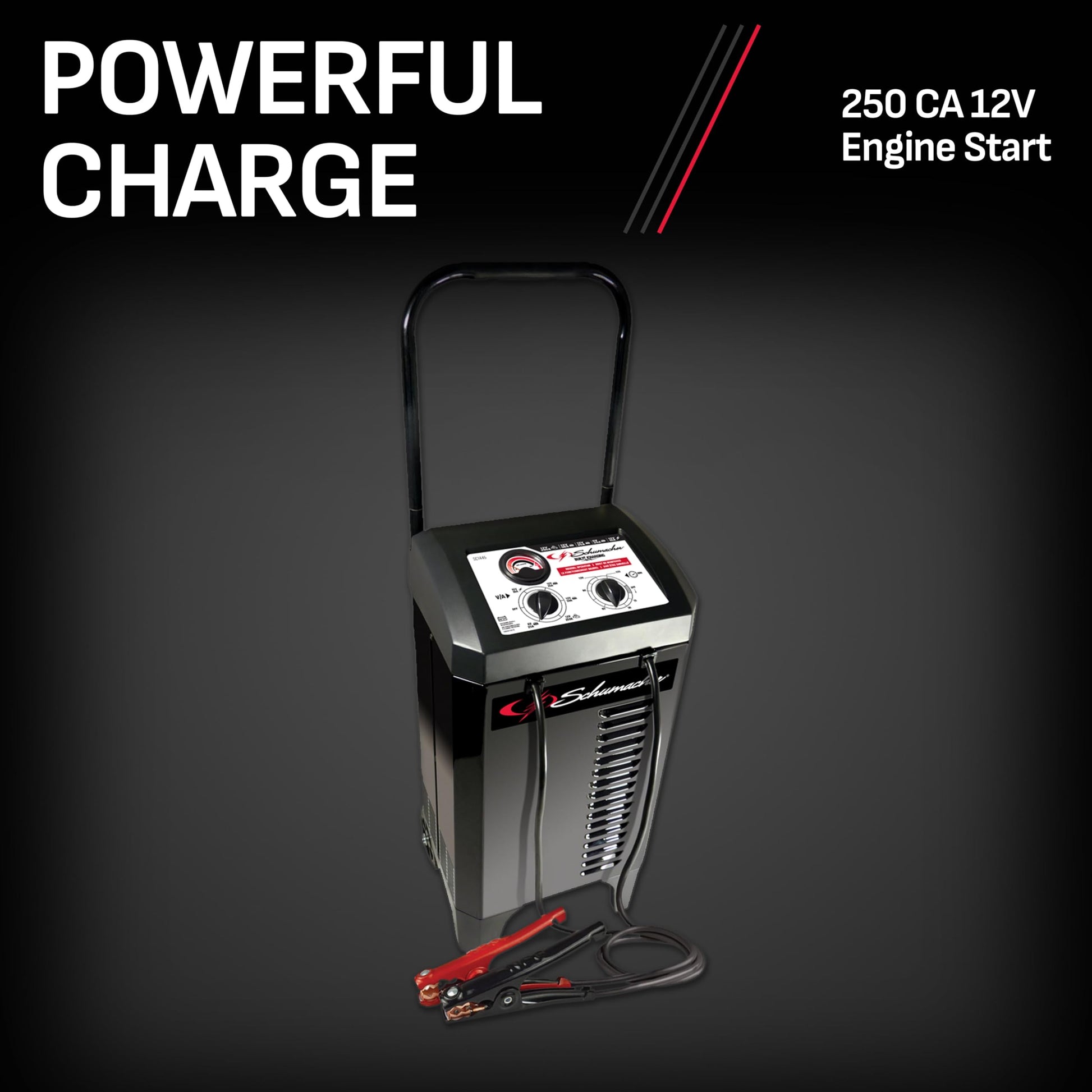 Schumacher Electric Manual Battery Charger & Engine Starter – 6V/12V 250A Heavy-Duty Battery Charger with 50A Boost Mode, Color-Coded Clamps, 6-Foot Output Cables & Rugged Design SC1445