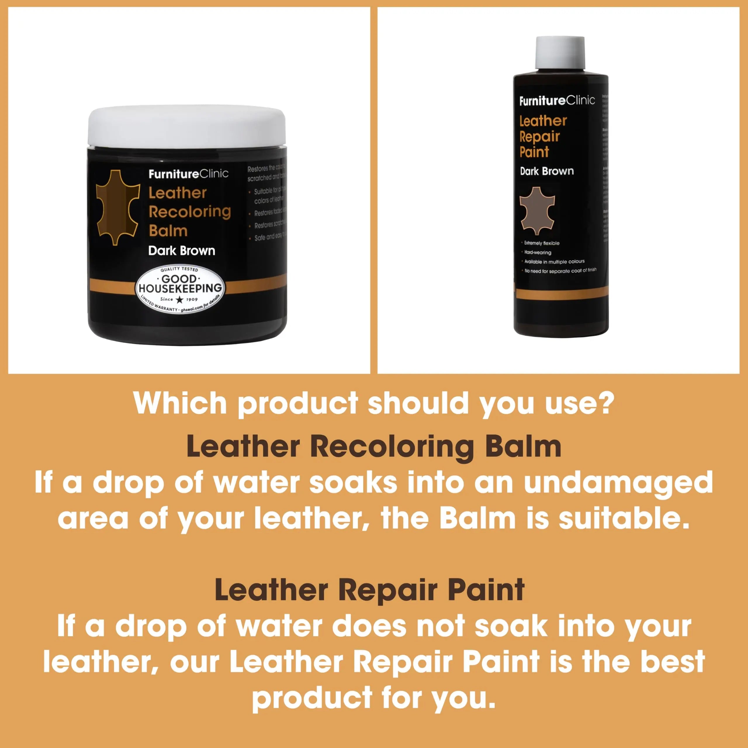 The Original Leather Recoloring Balm by Furniture Clinic - Dark Brown Leather Dye for Furniture, Couches & Car Seats - Restore Scratched, Faded, & Damaged Surfaces