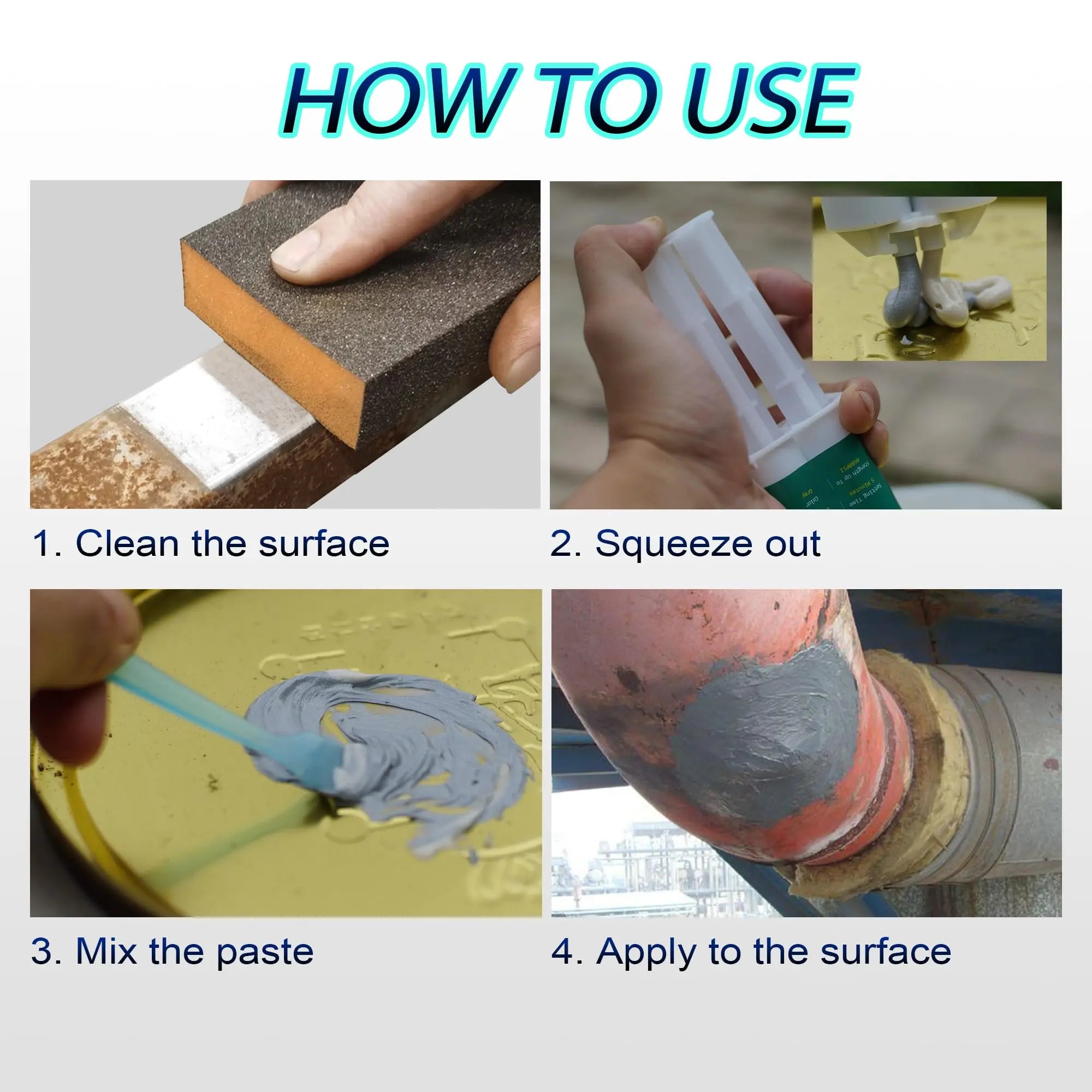 Metal Glue Heavy Duty Waterproof, Metal to Metals Adhesive, Liquid Weld, Welding Glue, Cold Weld, Exhaust Repair kit, Weld Stainless Steel, Iron, Aluminum, Fiberglass, Plastic, 1.76 oz