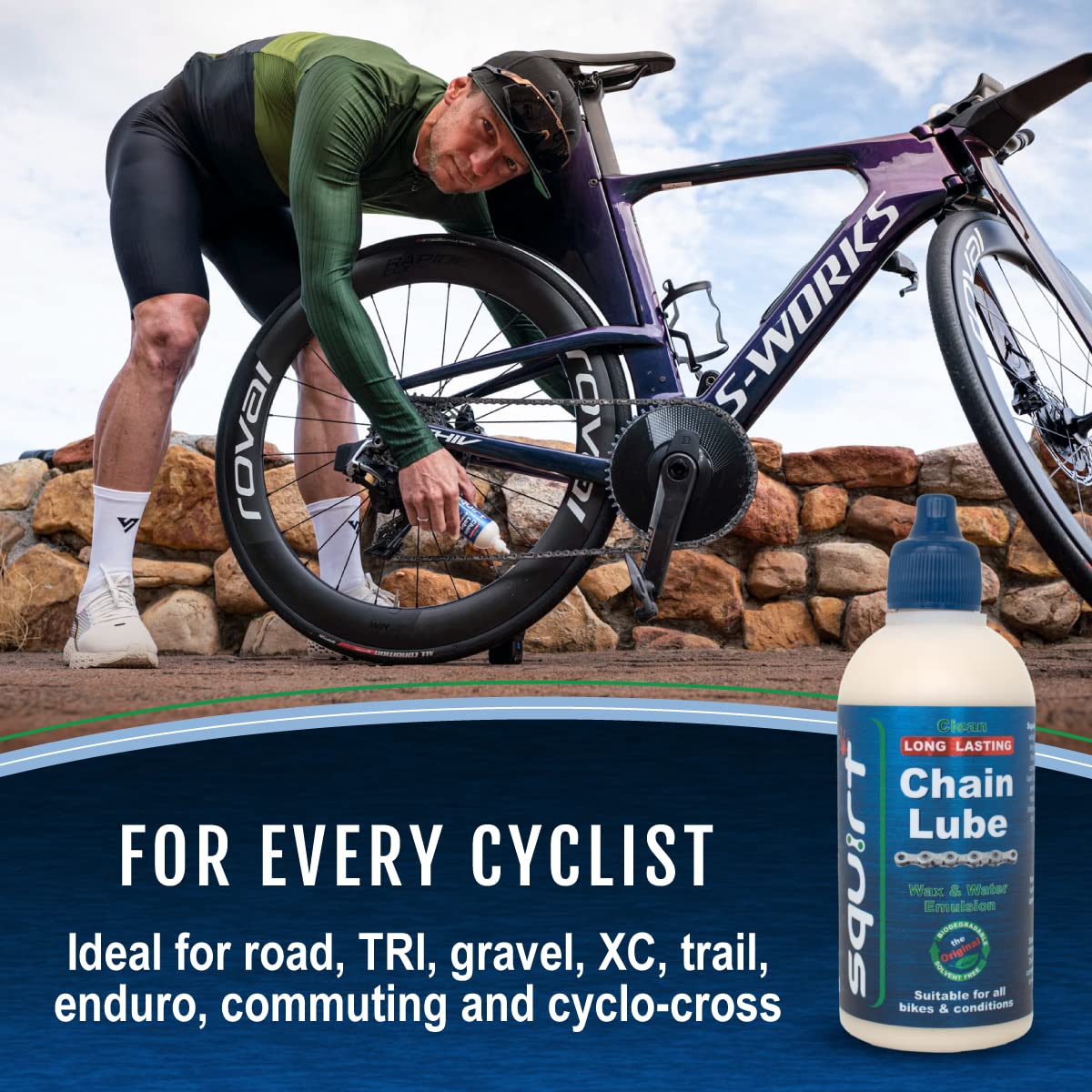 Squirt Chain Lube for Bikes 120 ml – Long-Lasting Lubricant for All Bike Chains – All-Weather Dry Bike Chain Lube to Reduce Noise & Chainsuck – Bicycle Tools & Maintenance Aid