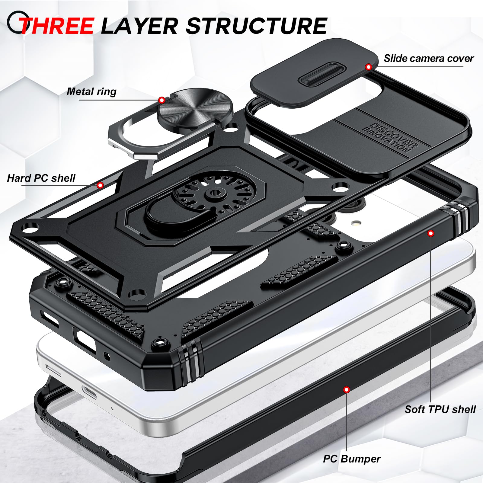 LeYi for Galaxy A16-5G Phone Case: Galaxy A16 5G Screen Protector [2 Packs] with Camera Cover, Military-Grade Heavy Duty Protection Cell Android Basic Funda para Samsung Galaxy A 16 5G Phone, Black