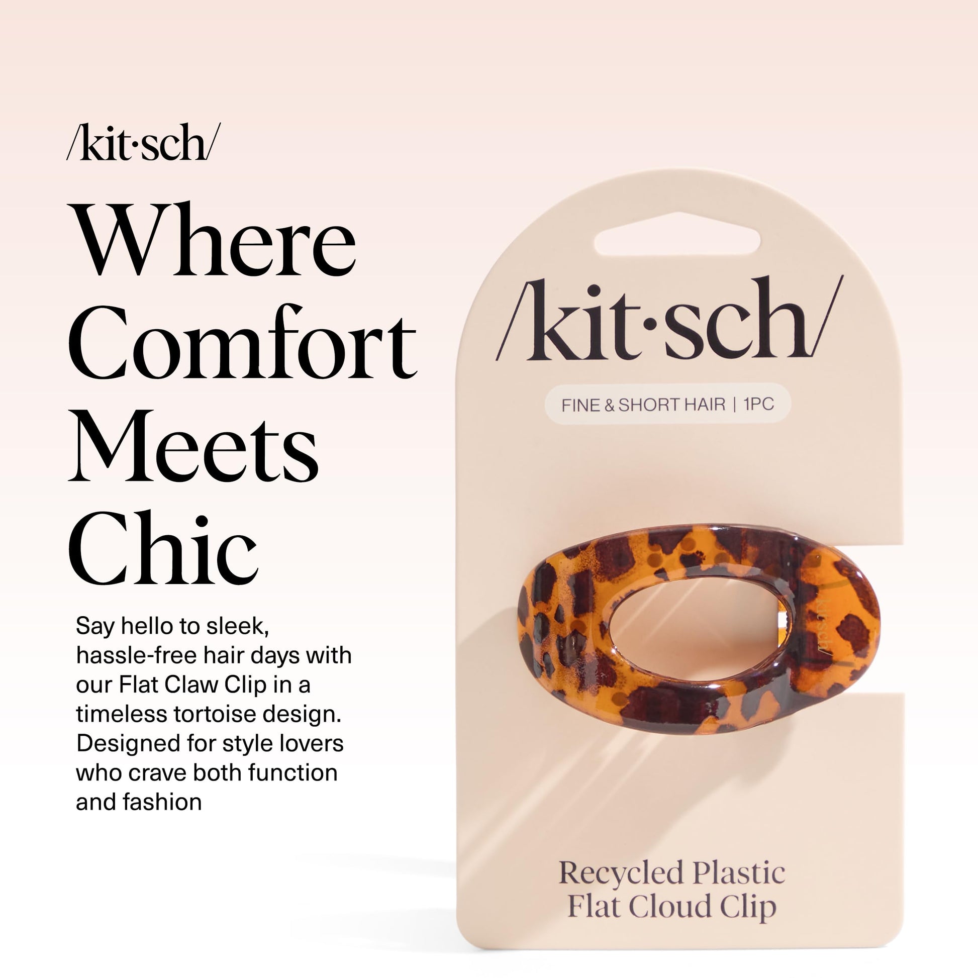 Kitsch Small Flat Claw Clips for Women - Stylish Flat Hair Clips for Women, Strong Hold for Thick & Fine Hair | Non-Slip for Secure, Comfortable All-Day Wear -Tortoise Design