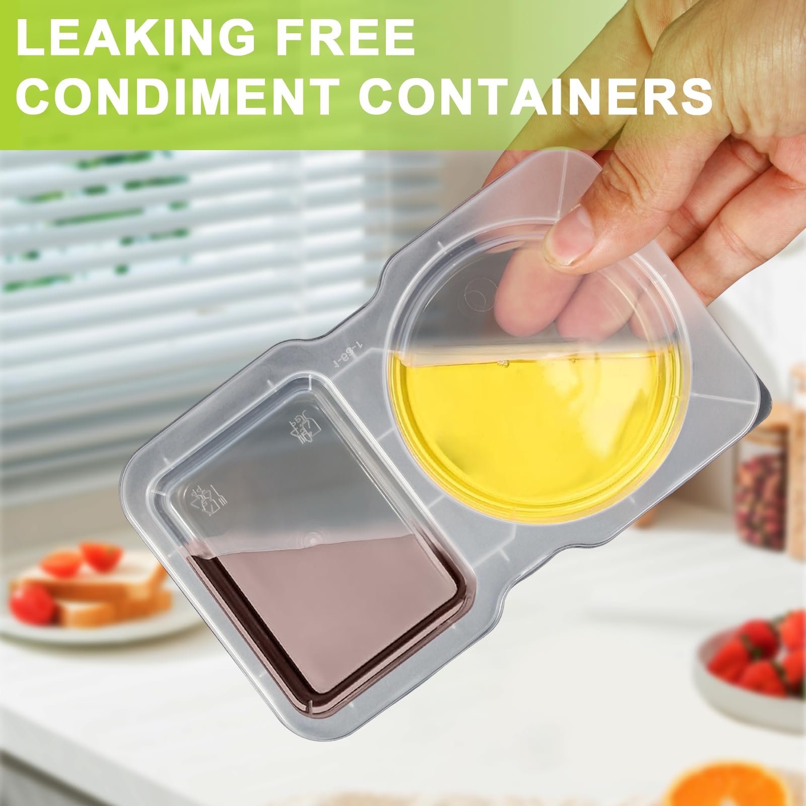 VTMCUI 20 PCS Snack Containers with Lid, Leakproof Dipping Containers with 2 Compartments,Reusable Snack Pack Containers, Portion Control Condiment Container
