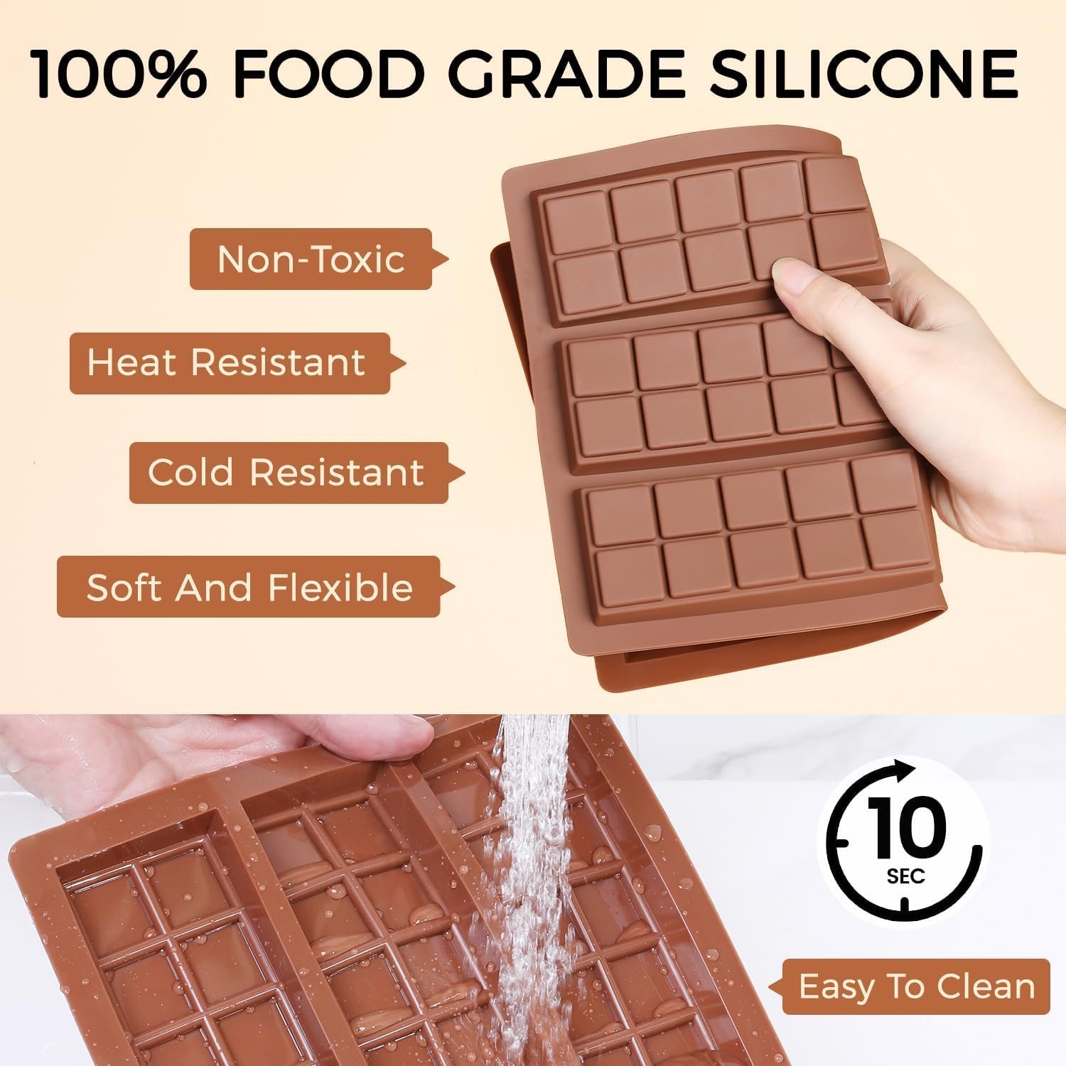 Fimary Chocolate Bar Mold - Non-Stick Chocolate Molds, Food Grade Silicone Deep Mold for Dubai Pistachio, Candy, Snacks