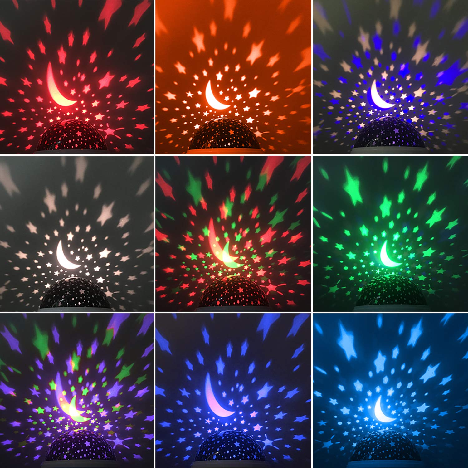 RICTLY Night Light for Kids, Kids Night Light Nebula 360 Degree Rotation - 4 LED Bulbs 12 Light Color Star Projector Changing with USB Cable, Romantic Gifts for Men Women Children