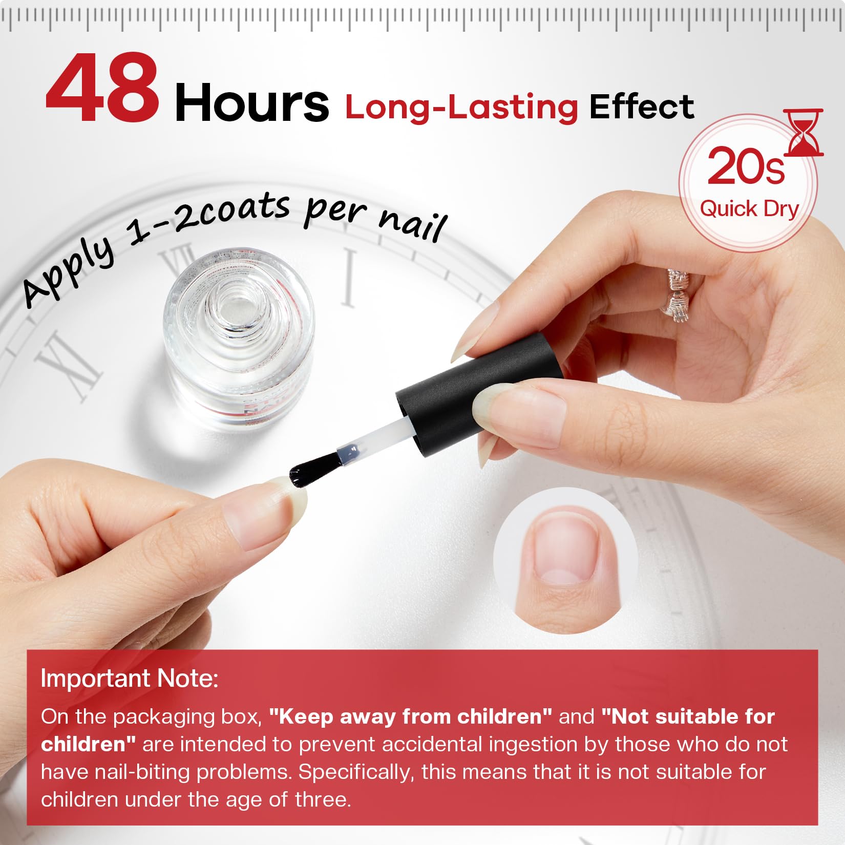 Glamonade Nail Biting Prevention For kids: No Bite Nail Polish Nail Biting Treatment Safe Bitter Nail Polish For Nail Biters Kids Stop Biting For Adults Lasting Quick Dry Easy Application 0.41oz