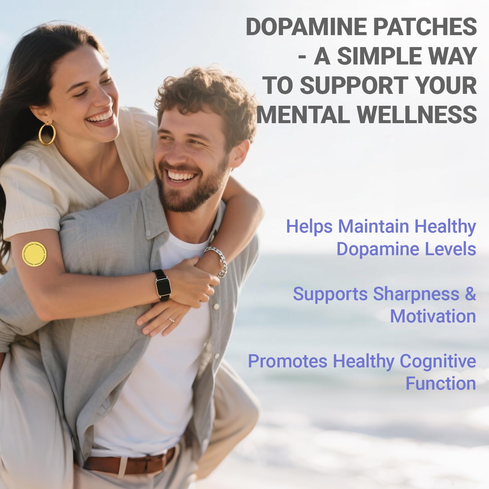 ZAXINERY Dopamine Patch | Mood Boost & Positivity Support | 30 Vegan Mood Support Patch for Daily Mental Wellness, Plant-Based Formula, Supports Dopamine & Serotonin Balance