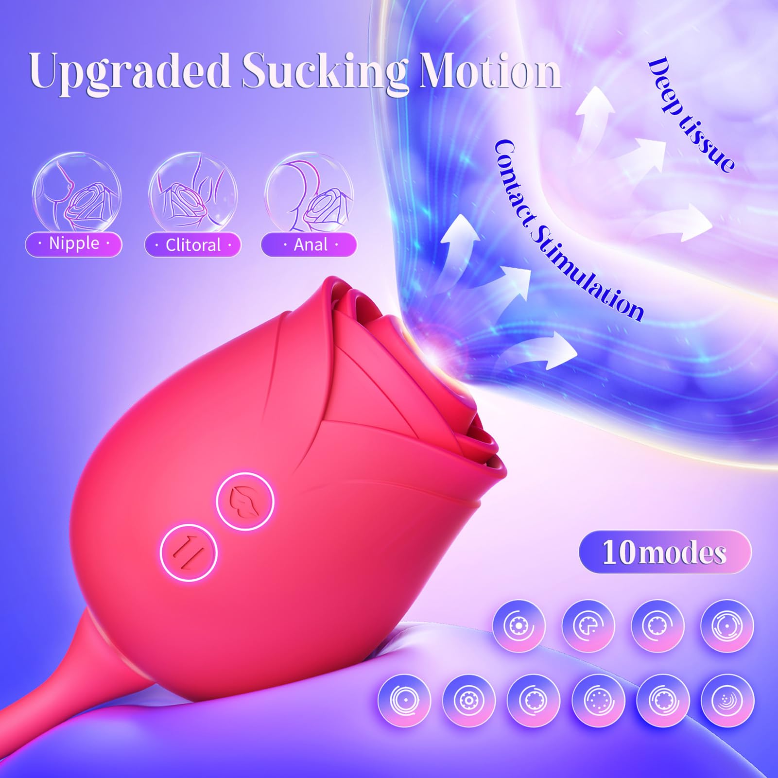 Vibrator Dildo Sex Toys for Women - MOOLIGIRL Rose Sex Toy with Thrusting G Spot Vibrators & 10 Sucking Modes for Clitoral Nipple Stimulation Anal Double-Ended Dildos Adult Sex Toys Games for Couples
