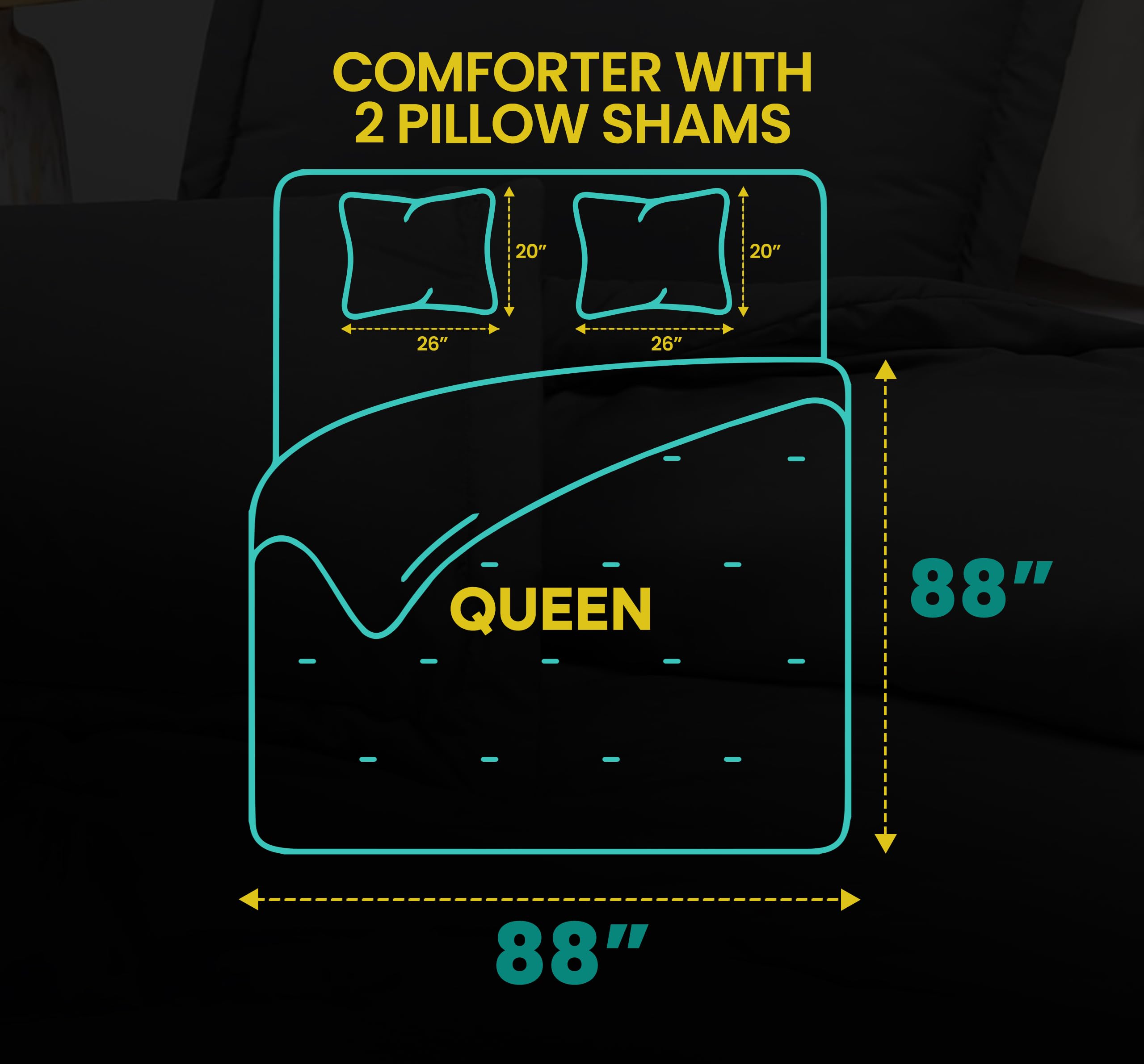 Utopia Bedding Queen Comforter Set Grey, Comforters Queen Size 3 Pieces Bedding Comforters Sets, Down Alternative Soft Bed Set, 1 Comforter (88 x 88 inches) 2 Pillow Shams (20 x 26 inches)