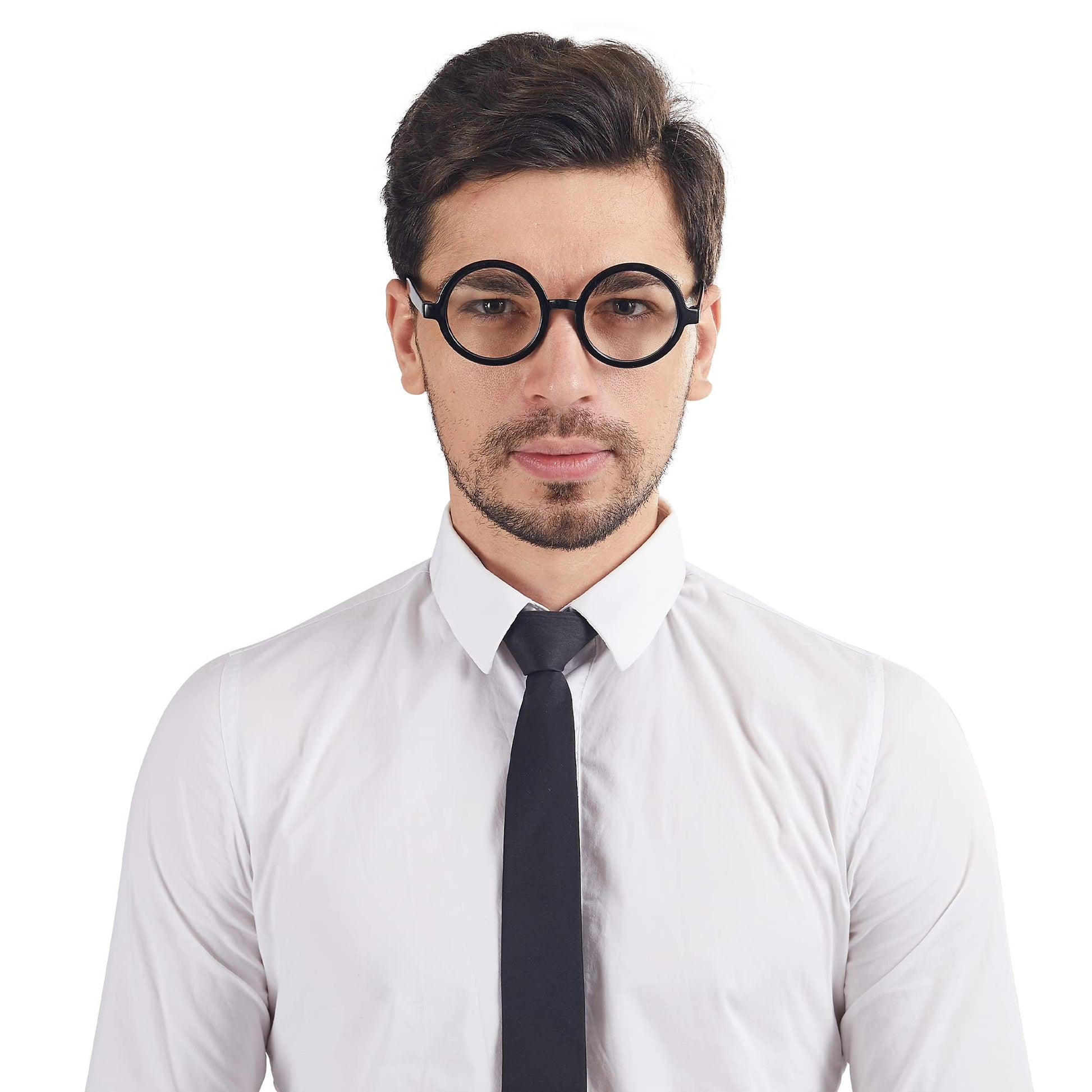 Spooktacular Creations Wizard Glasses, Halloween Black Round Glasses, Black Circle Eyeglasses for Kids & Adults Halloween Accessories Costume