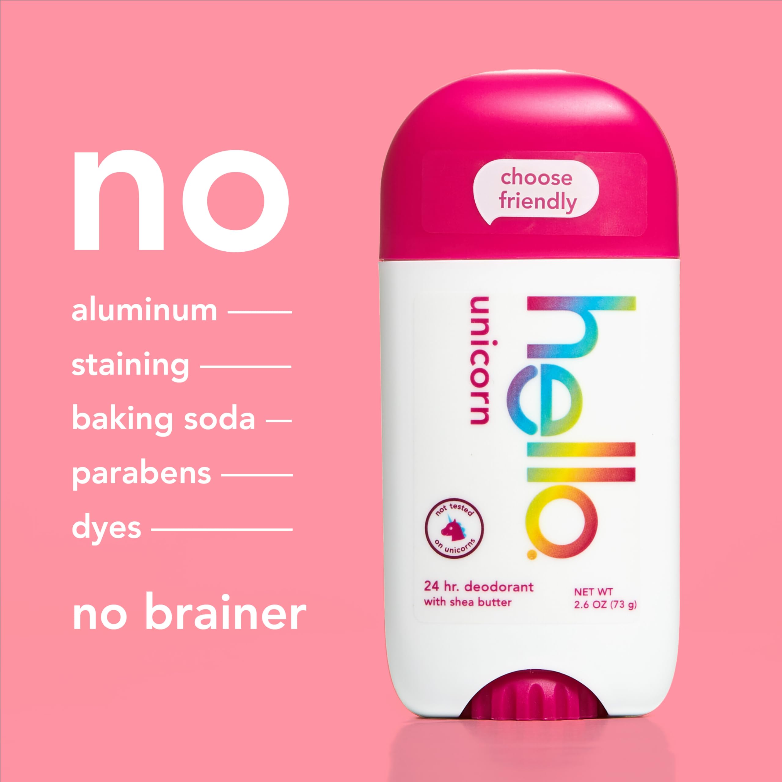 hello Unicorn Aluminum Free Deodorant for Women, Girls, Safe for Kids, Dermatologically tested, Natural Fragrance, 2 Pack