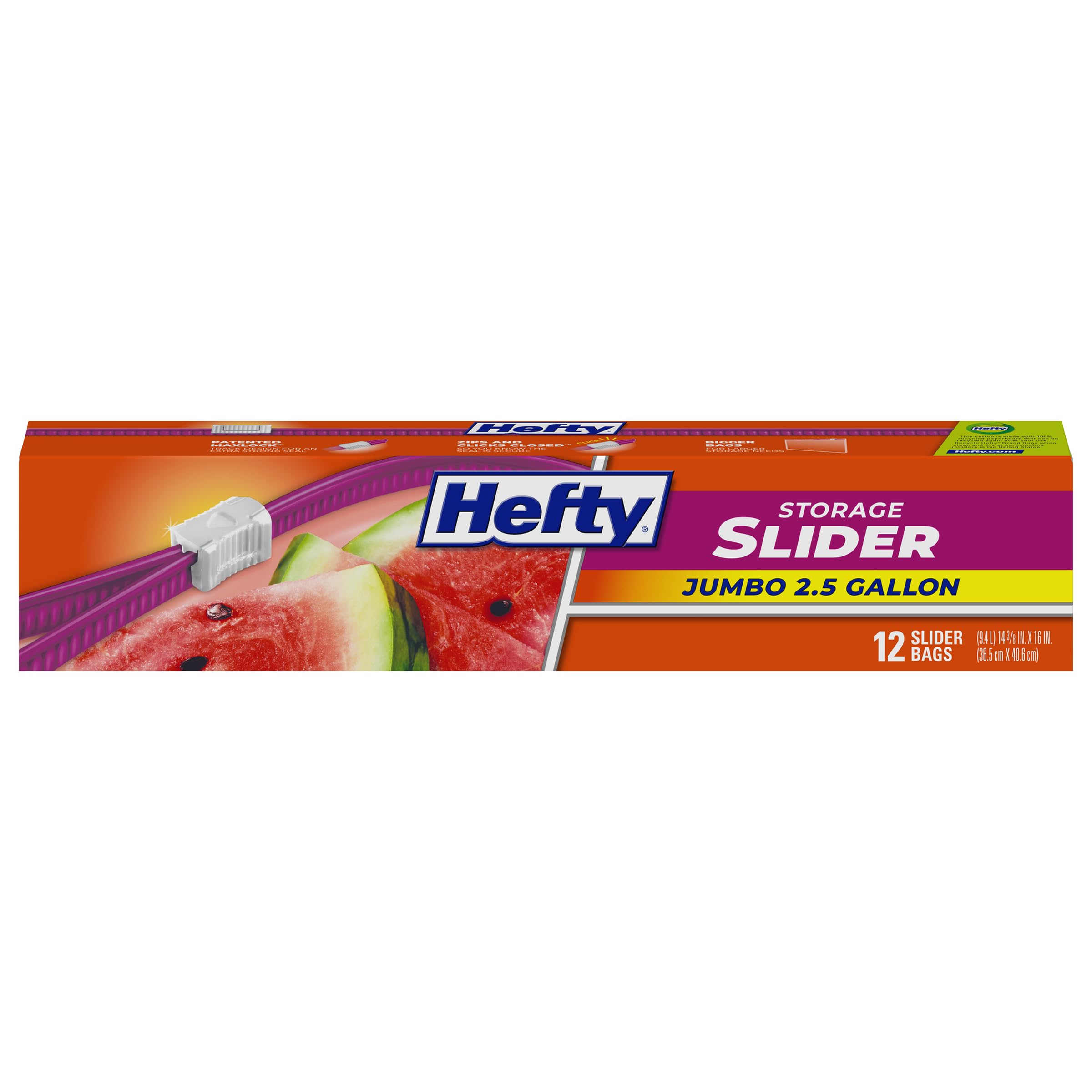 Hefty Slider Jumbo Aufbewahrungsbeutel, 2,5 Gallonen Größe, 12 Stück