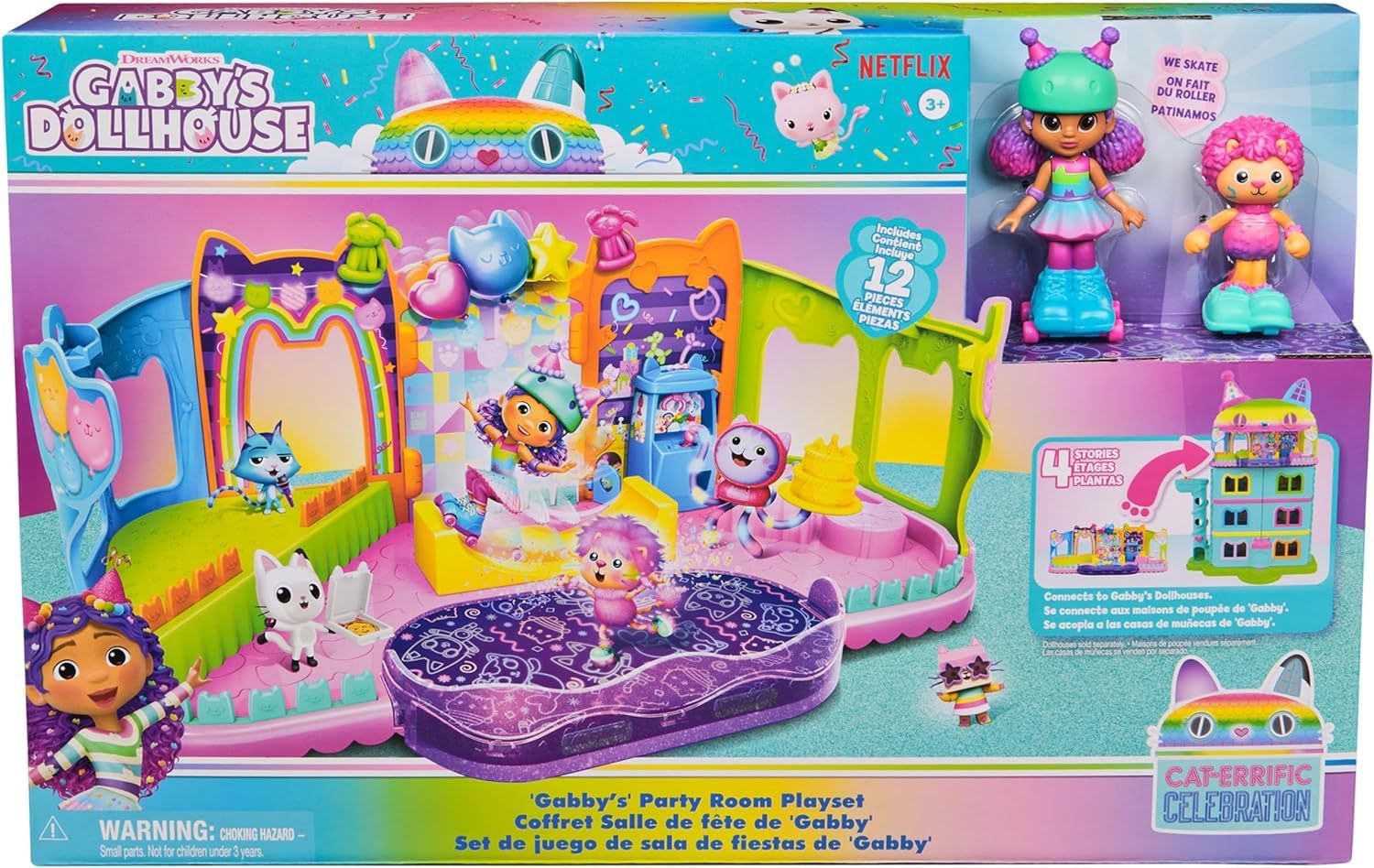 Gabby’s Dollhouse, Party Room Playset with Exclusive Toy Figures, Dollhouse Furniture, Accessories & Fidget Play, Kids Toys for Girls and Boys Ages 3+