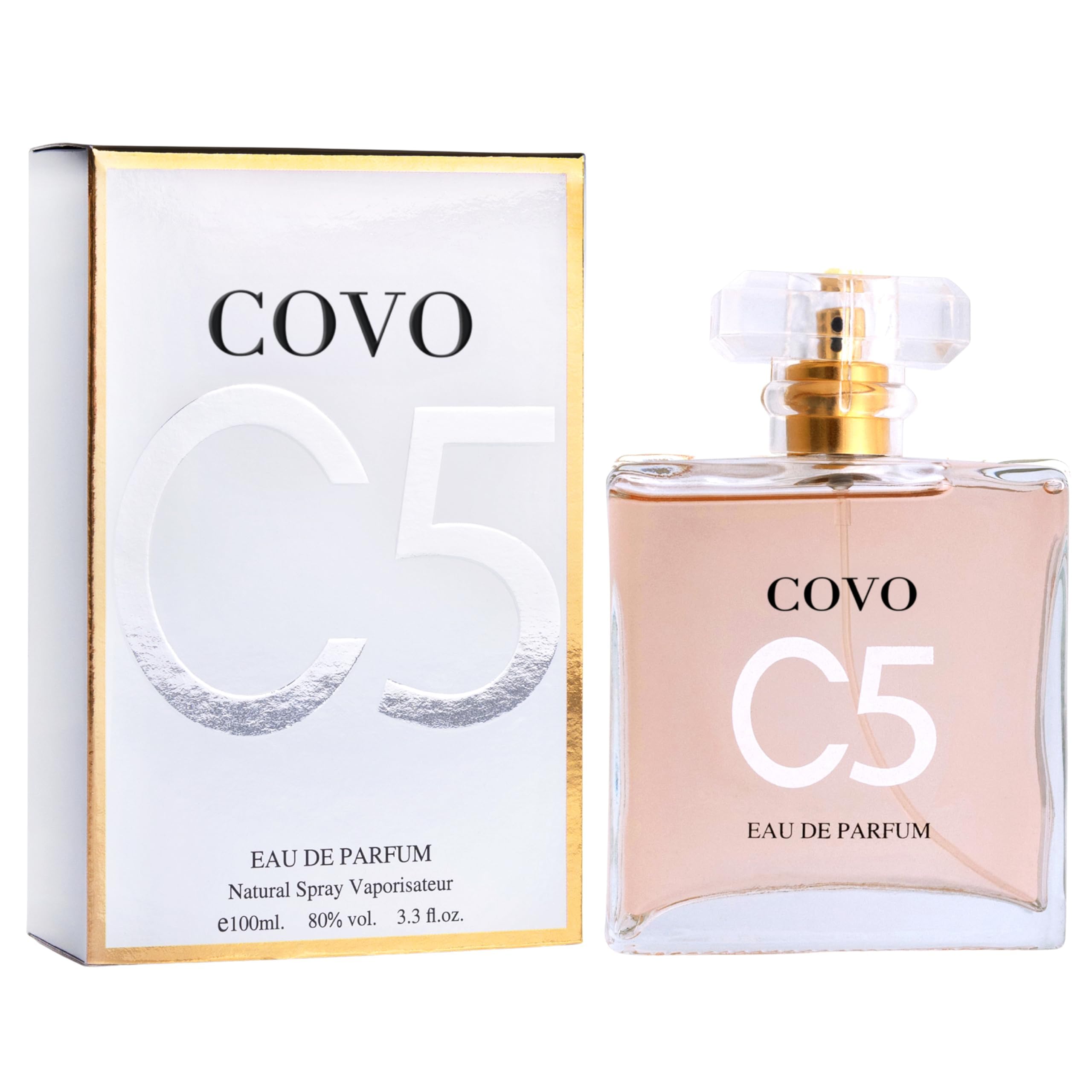 Covo C5 for Women Eau De Parfum Inspired by C. Coco Mademoiselle 3.4 fl oz- Pure Femininity in a Bottle - Delicate Floral Scents of Jasmine and May Rose - Cruelty-Free Perfume Precious Gift for Women