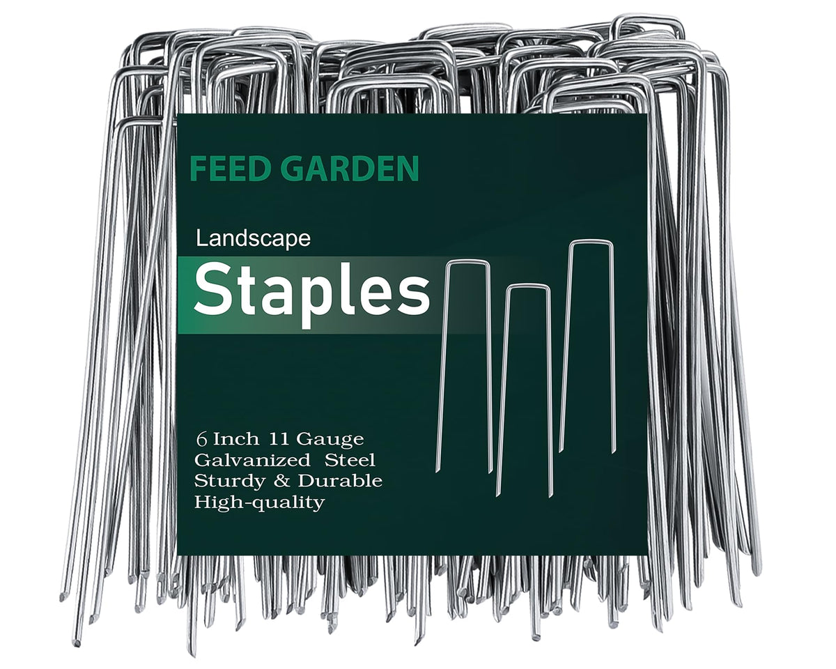 FEED GARDEN 6 Inch 50 Pack Hot-dip Galvanized Landscape Staples Plant Cover Stakes 11 Gauge Tent Stakes Garden Stakes Landscaping Fabric SOD Pins Yard Stakes for Decoration Weed Barrier Fabric