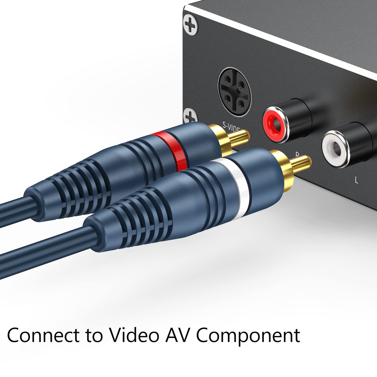 DteeDck RCA Splitter 1 Female to 2 Male, 2 Pack - RCA Audio Video Cable Splitter Adapter, Dark Blue