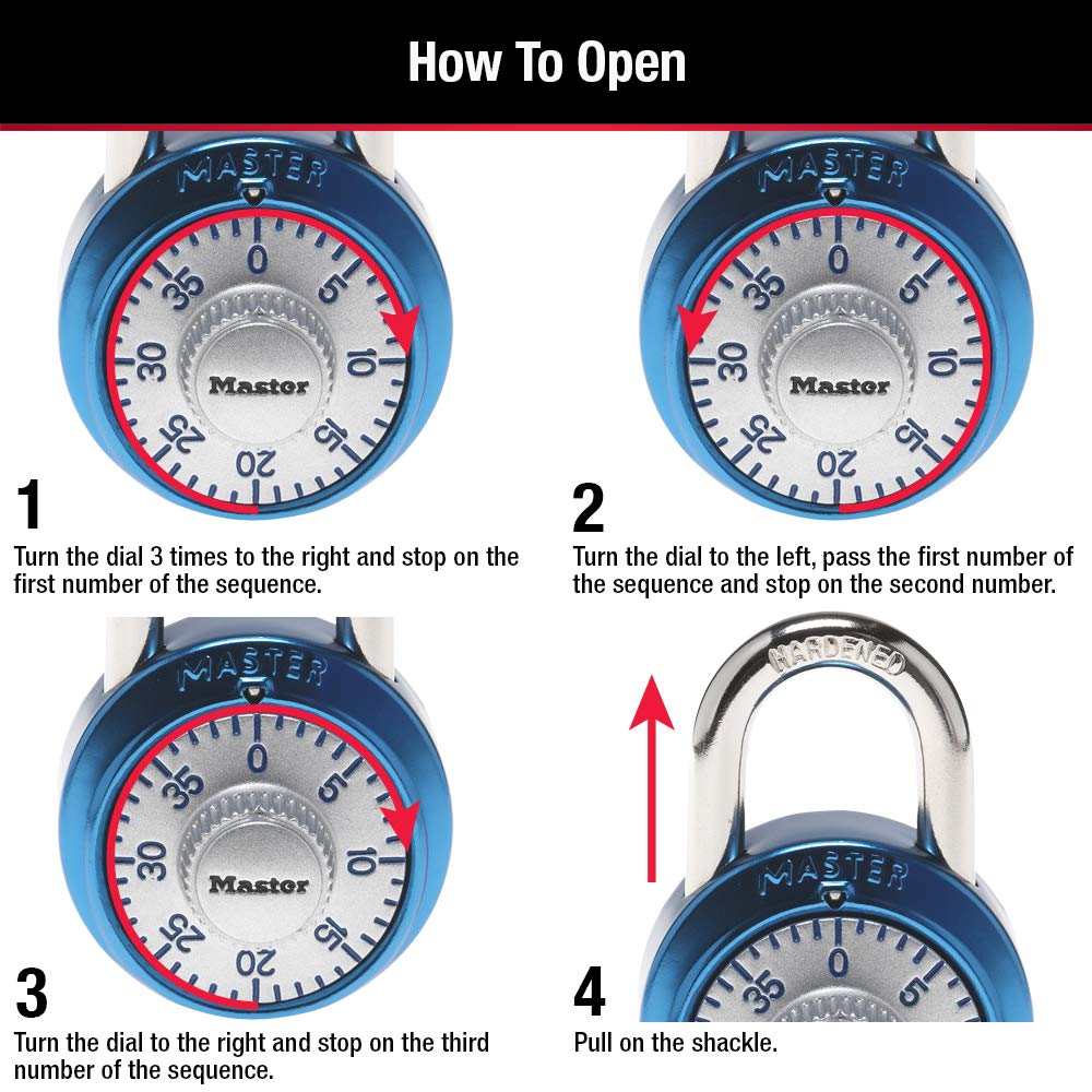 Master Lock 1561DAST Locker Lock Combination Padlock, 1 Pack, Colors May Vary
