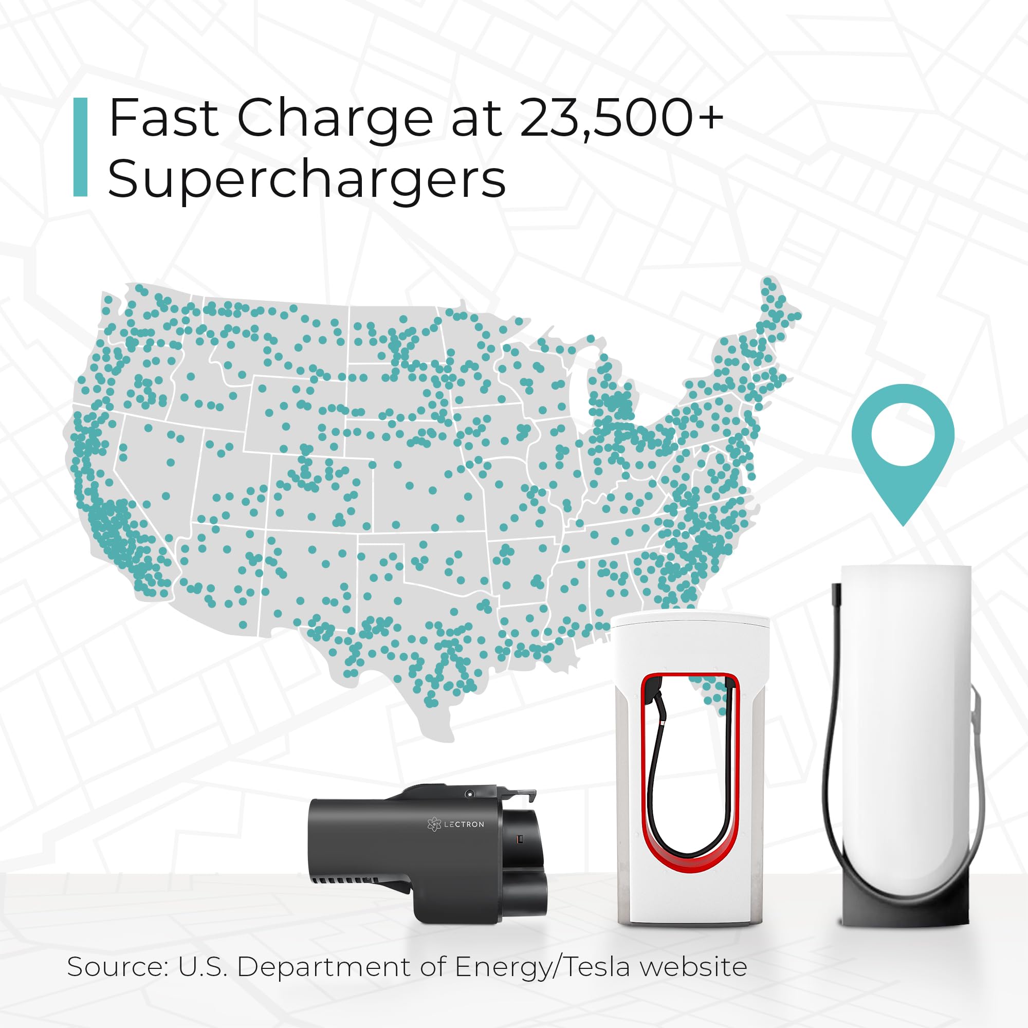 Lectron NACS to CCS Electric Vehicle Adapter with Interlock - 500 Amps / 1000V - Compatible with Tesla Superchargers - CCS1 Fast Charging with Vortex Plus [Check with Your Automaker for Compatibility]