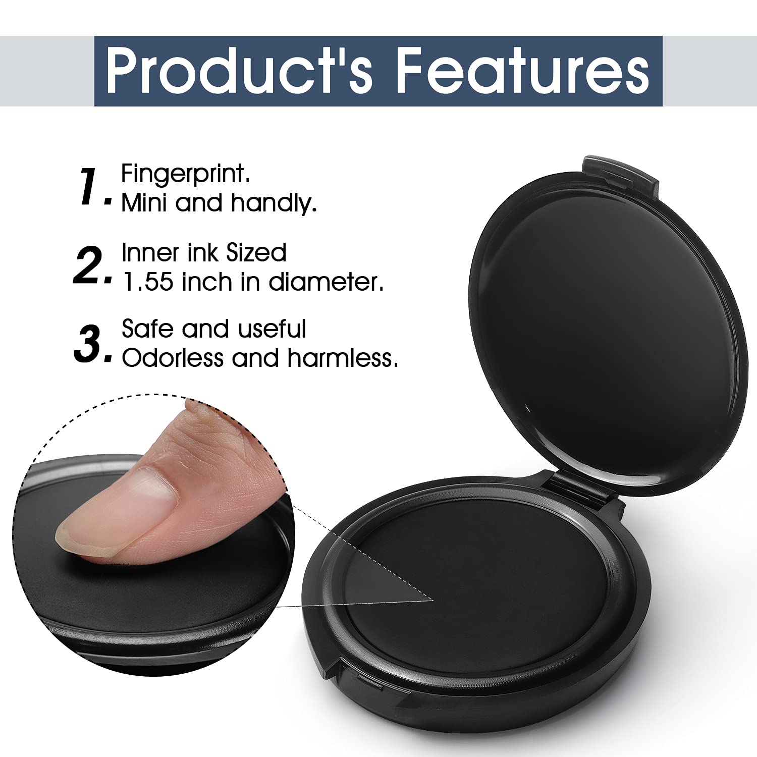 1 Pack Thumbprint Fingerprint Ink Pad Stamp Pad for Notary Supplies Identification Security ID Fingerprint Cards Law Enforcement Fingerprint Black Stamp Ink pad