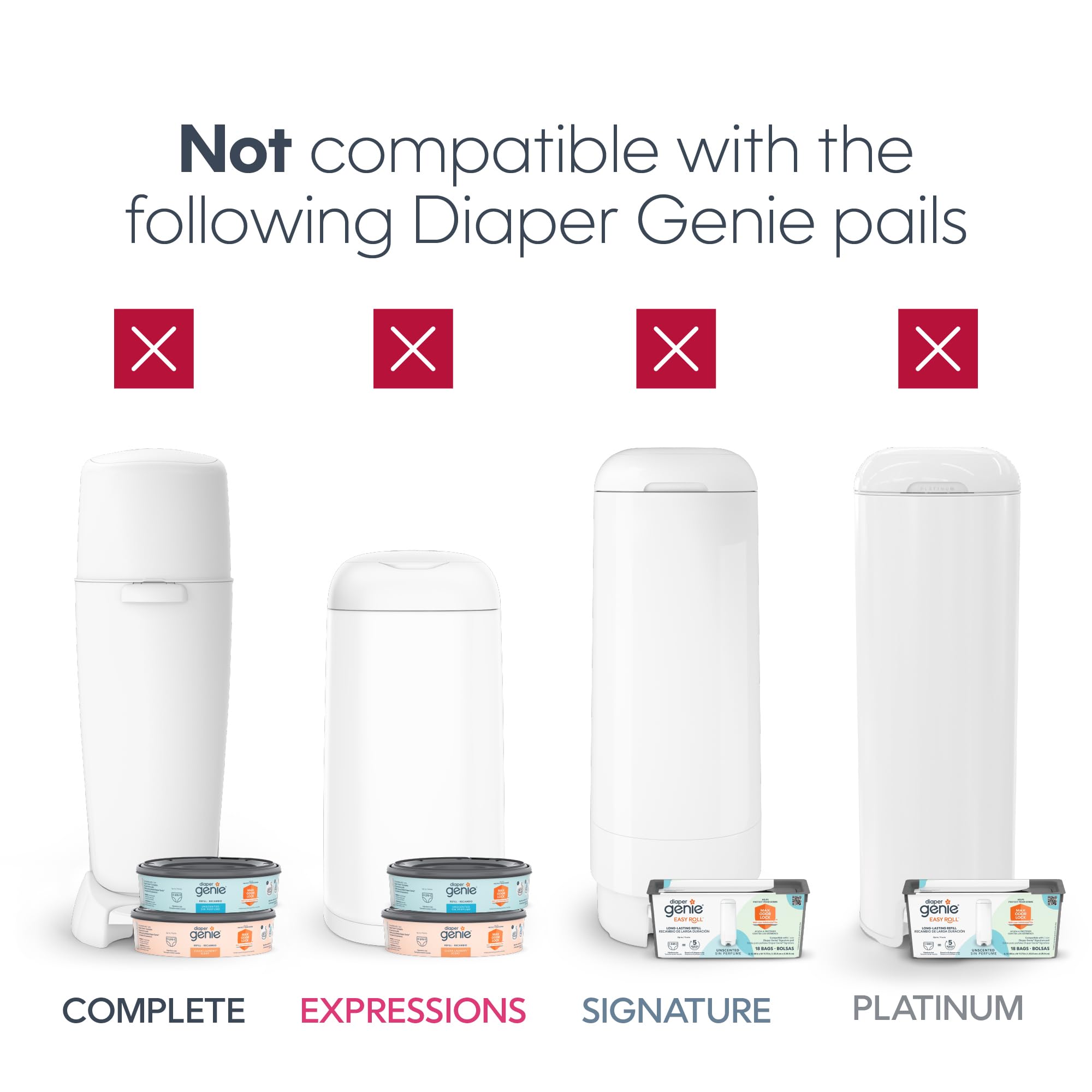 Diaper Genie Jumbo Square Refill, with Continuous Film, can Hold up to 810 Newborn-Sized Diapers per Refill.