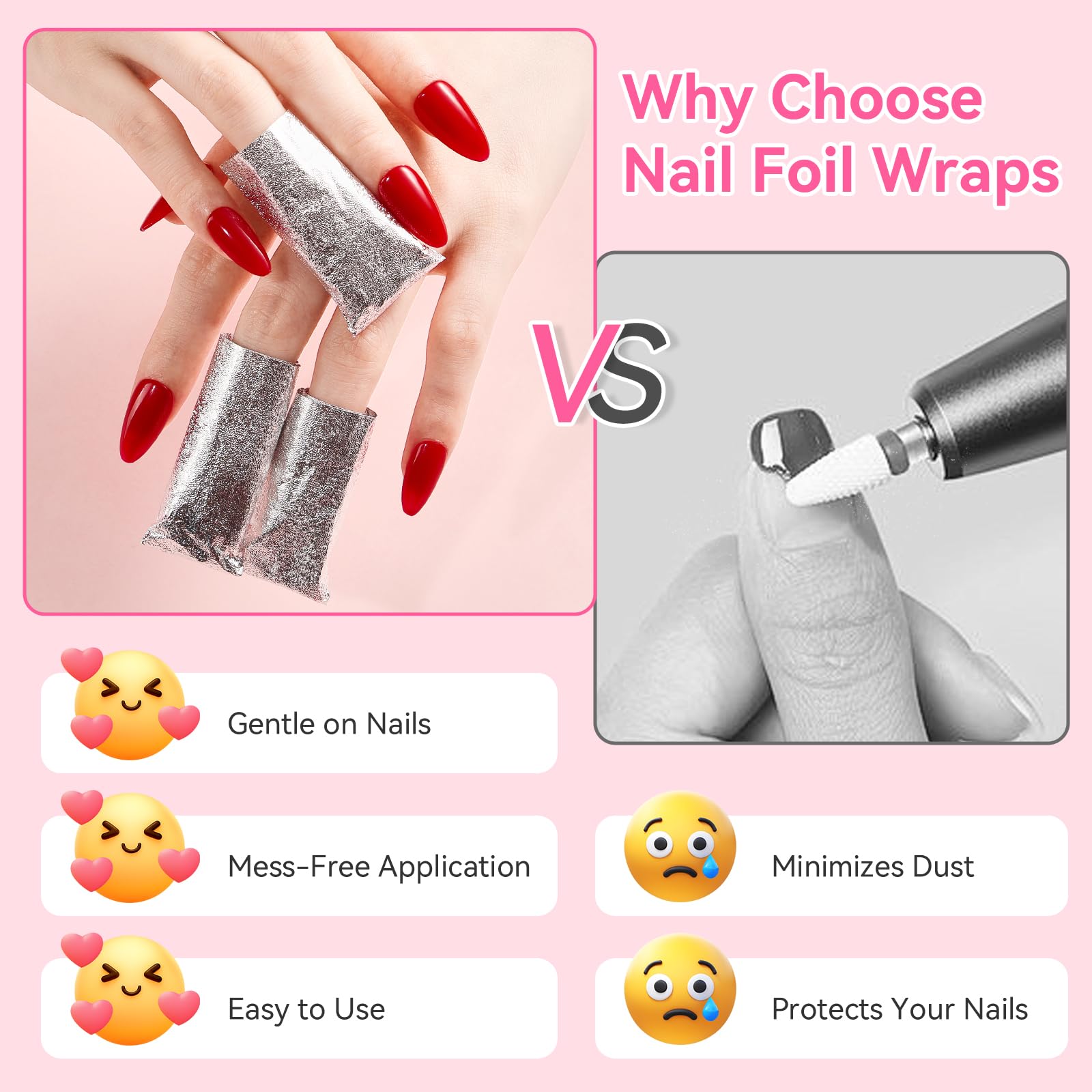 Makartt Nail Polish Remover - 100pcs Nail Foil Wraps for Soak Off Gel Polish Remover, with 1.18inch Pre-attached Lint Free Cotton Pads For Nails, Non Acetone Nail Polish Remover