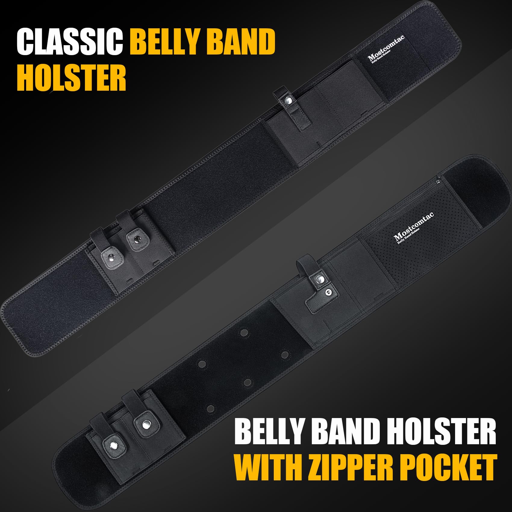 Mostcomtac Belly Band Holster for Men & Women - Comfortable Carry Gun Holster for 9MM and 380 with Breathable Neoprene, Fits Glock 19 17 42 43 43x, Taurus, Ruger LCP, S&W M&P Shield for Most Handguns