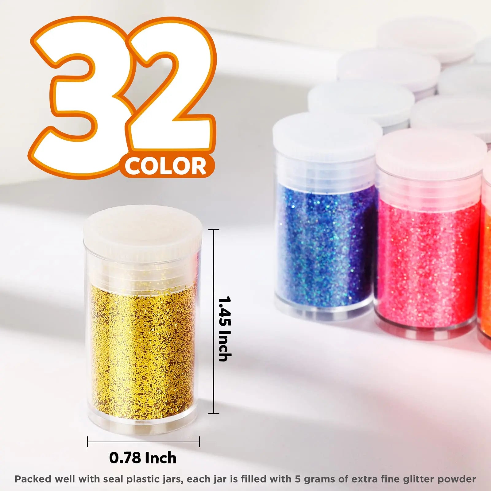 LEOBRO Glitter, Fine Glitter for Resin, Set of 32 Colors, for Nail Body Tumbler Arts and Crafts