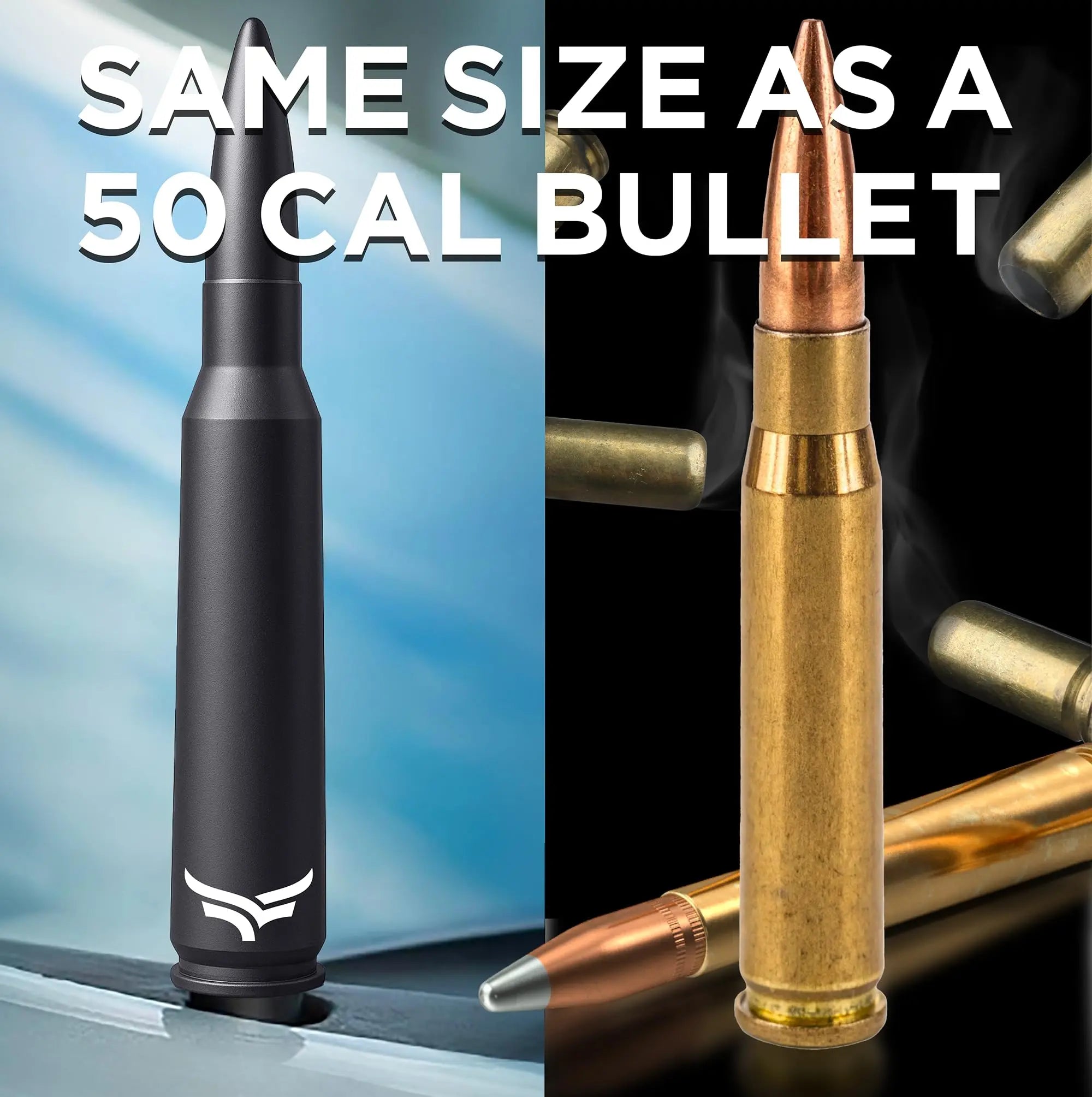EcoAuto 50 Cal Bullet Antenna for Ford F150 F250 F350 & Dodge Ram & Ford Raptor Bronco - Instantly Upgrade Your Truck Look with F150 Antenna - Anti-Theft Antenna Topper - Matte Black Bullet Antenna