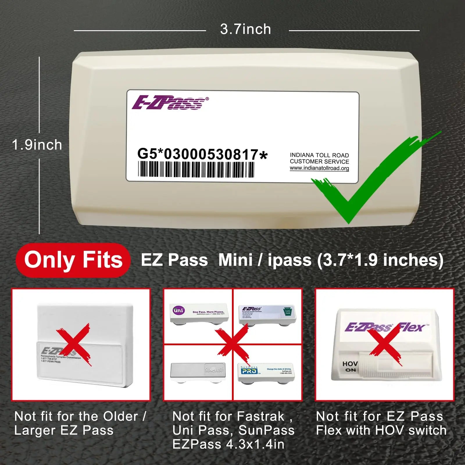 FLLIK EZ Pass Holder for Windshield. Ezpass with Strong Suction Cups. Toll Pass Transponder iPass Holder. (Clear, 1Pack)