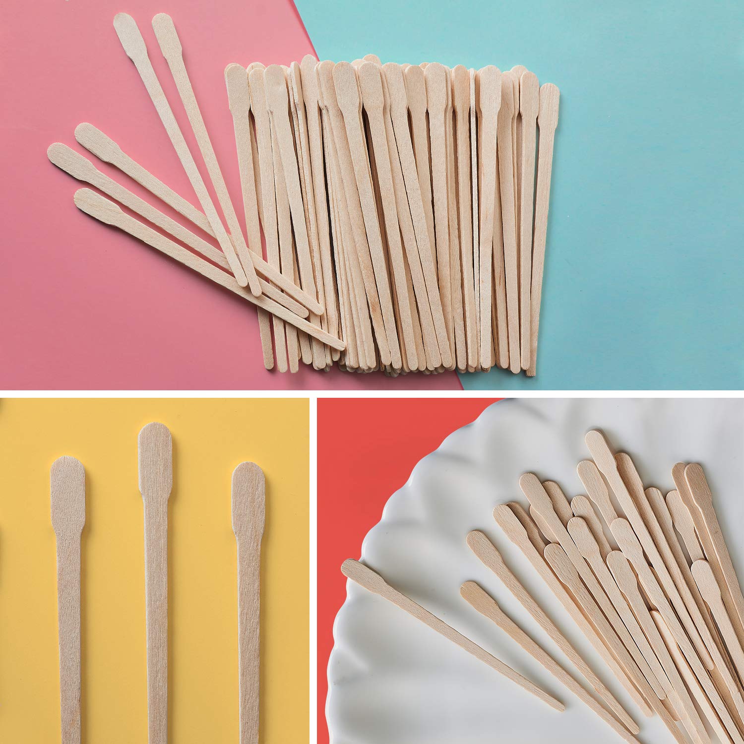 Mibly 200 Pcs Wooden Wax Sticks - Eyebrow, Lip, Nose Small Waxing Applicator Sticks for Hair Removal and Smooth Skin - Spa and Home Usage