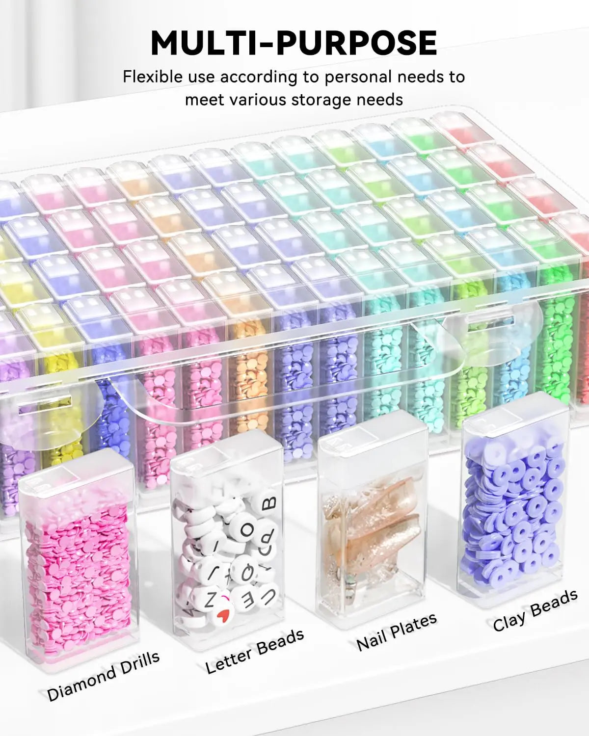 ARTDOT 64 Jars Storage Containers for Diamond Art Kits for Adults, Portable Storage Organizer with Sticker Labels for Diamond Painting Accessories and Tools