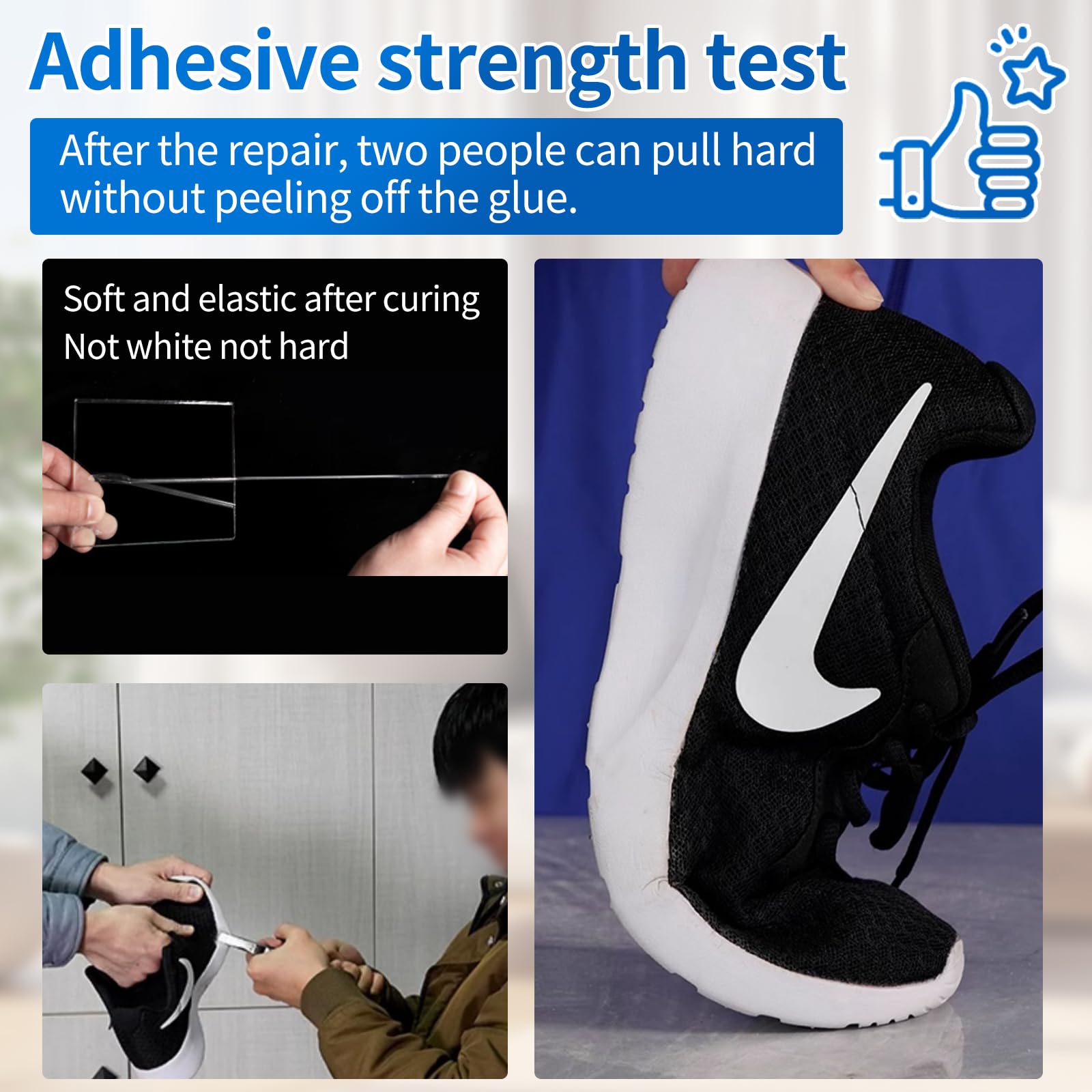 Cerca de Shoe Glue Heavy Duty，Shoe Sole Repair Adhesive，Clear, Waterproof, high Strength, Strong Shoe Glue for Sneakers, Leather Shoes, Hiking Shoes, Boots, Sandals, 60ml.