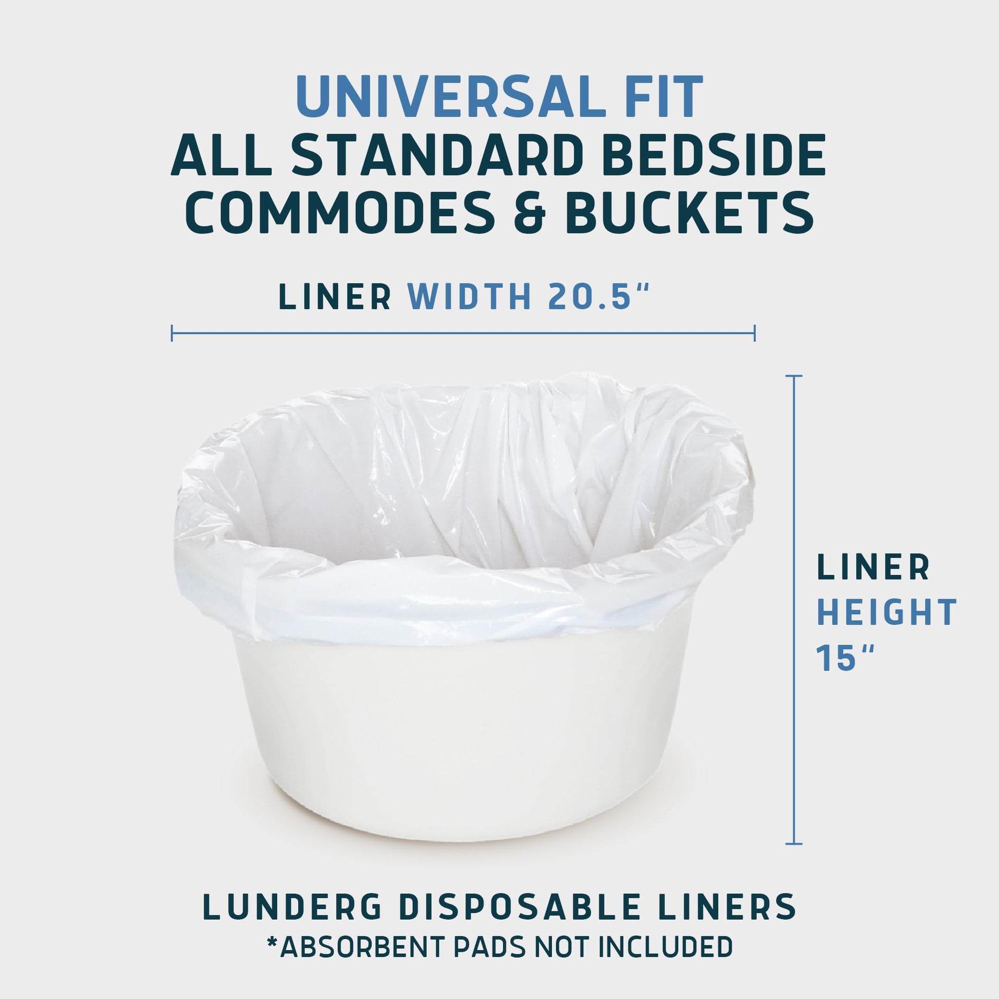 Lunderg Commode Liners - Value Pack 100 Count Universal Fit - Medical Grade Bedside Liners Disposable for Adult Commode Chair, Portable or Camping Toilet Bags
