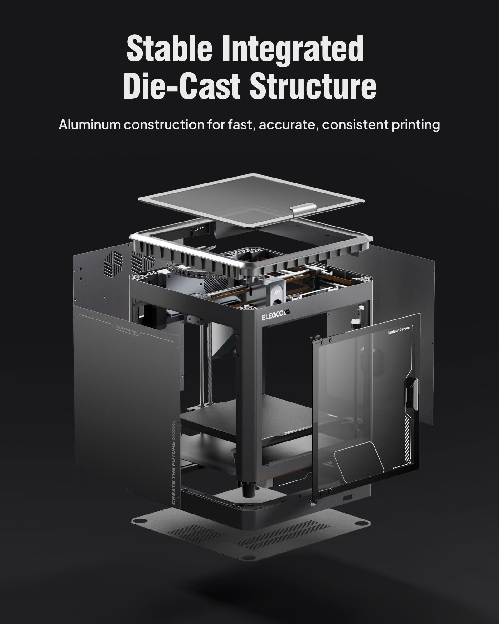 ELEGOO Centauri Carbon 3D Printer, CoreXY 500mm/s High Speed Printing with Auto Calibration, 320°C Nozzle and Built-in Camera, Ready to Print Out of The Box, 256x256x256mm Printing Size