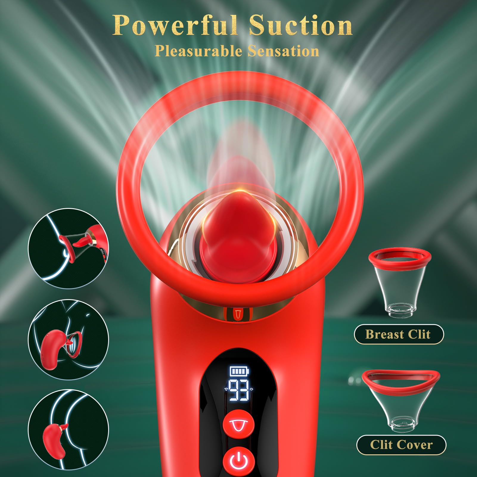 Gasevimo Vibrator Adult Sex Toys for Women - 5IN1 Sucking Vibrator Rose Sex Toy, 3 Sucking, 9 Tongue Licking & Vibrating Adult SexToys, LCD Display Removable Cup Clitoral G Spot Vibrators