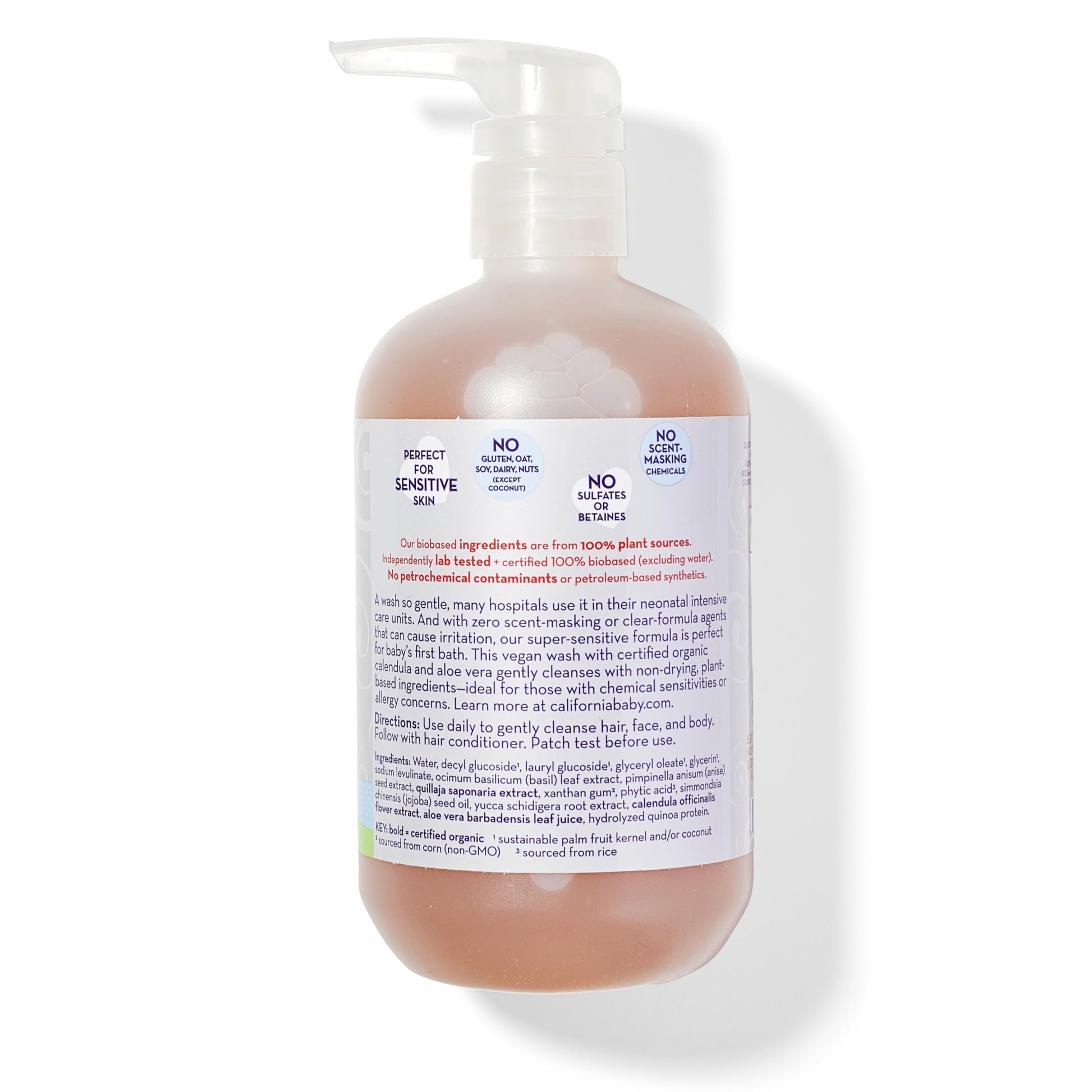 California Baby Super Sensitive Baby Shampoo + Baby Wash | 100% Plant-Based | Unscented Body Wash For Sensitive Skin | Hypoallergenic | 562 mL / 19 oz