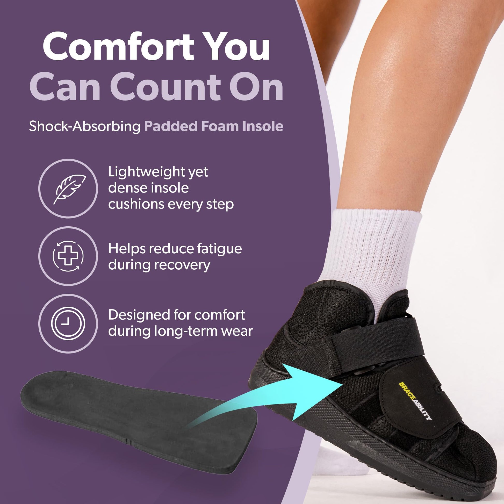 BraceAbility Closed Toe Medical Walking Shoe - Lightweight Broken Toe Cast Boot, Fractured Foot Brace for Metatarsal Stress Fracture, Post-op Bunion, Hammertoe Recovery - For Men or Women (M)