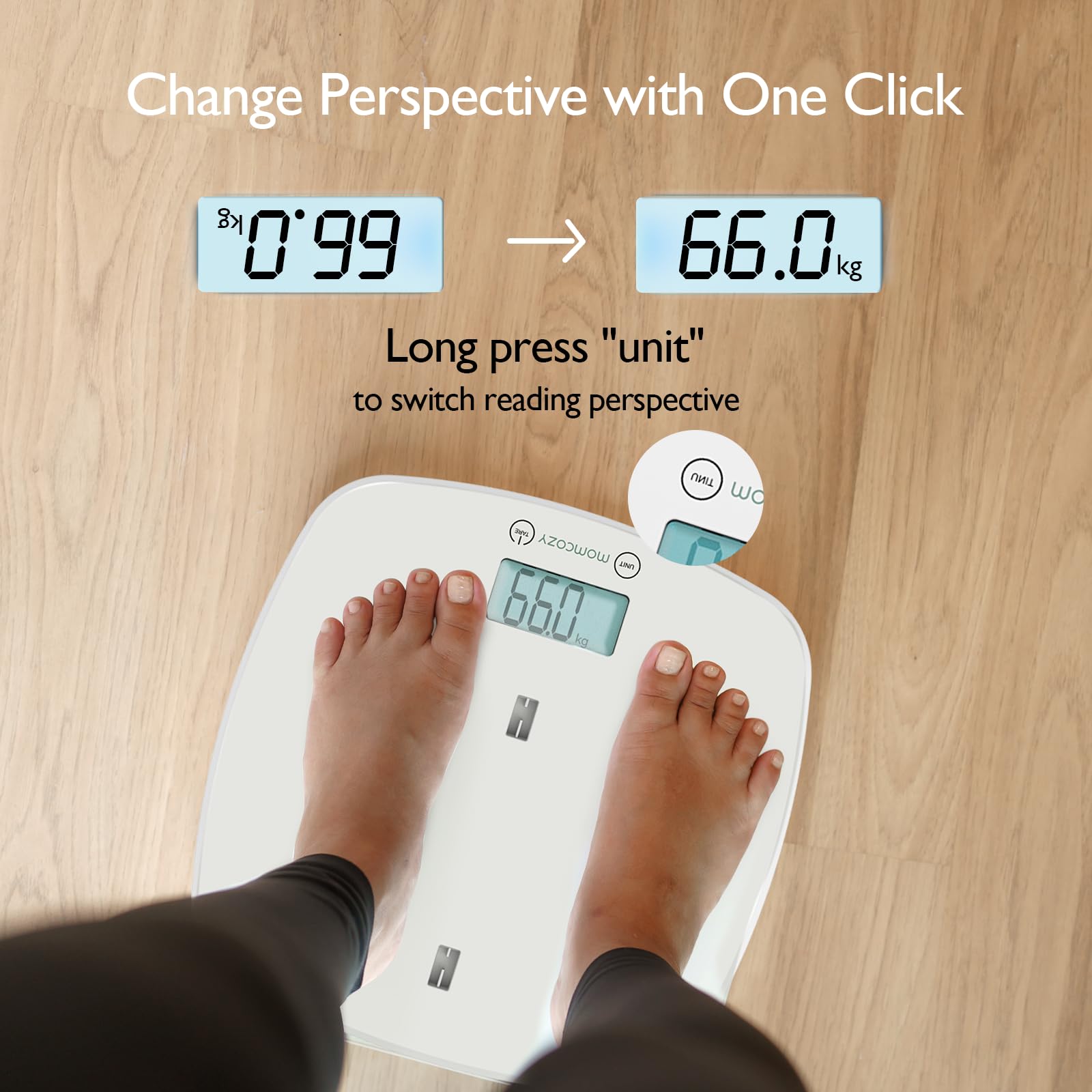 Momcozy Baby Scale, Multi-Function Scale for Body Weight&Height Measurement, Large Capacity for Toddler&Children&Pet&Adult, Perspectives Switch, Removable Tray, 5 Units, Digital LED Screen, Auto-Off