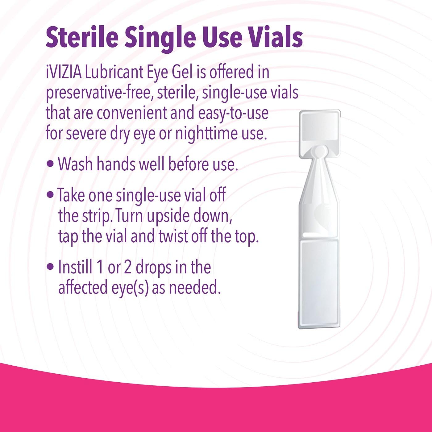 iVIZIA Lubricant Eye Gel for Severe and Nighttime Dry Eye Relief, Preservative-Free, Moisturizing, 30 Sterile Single-Use Vials Packaging May Vary