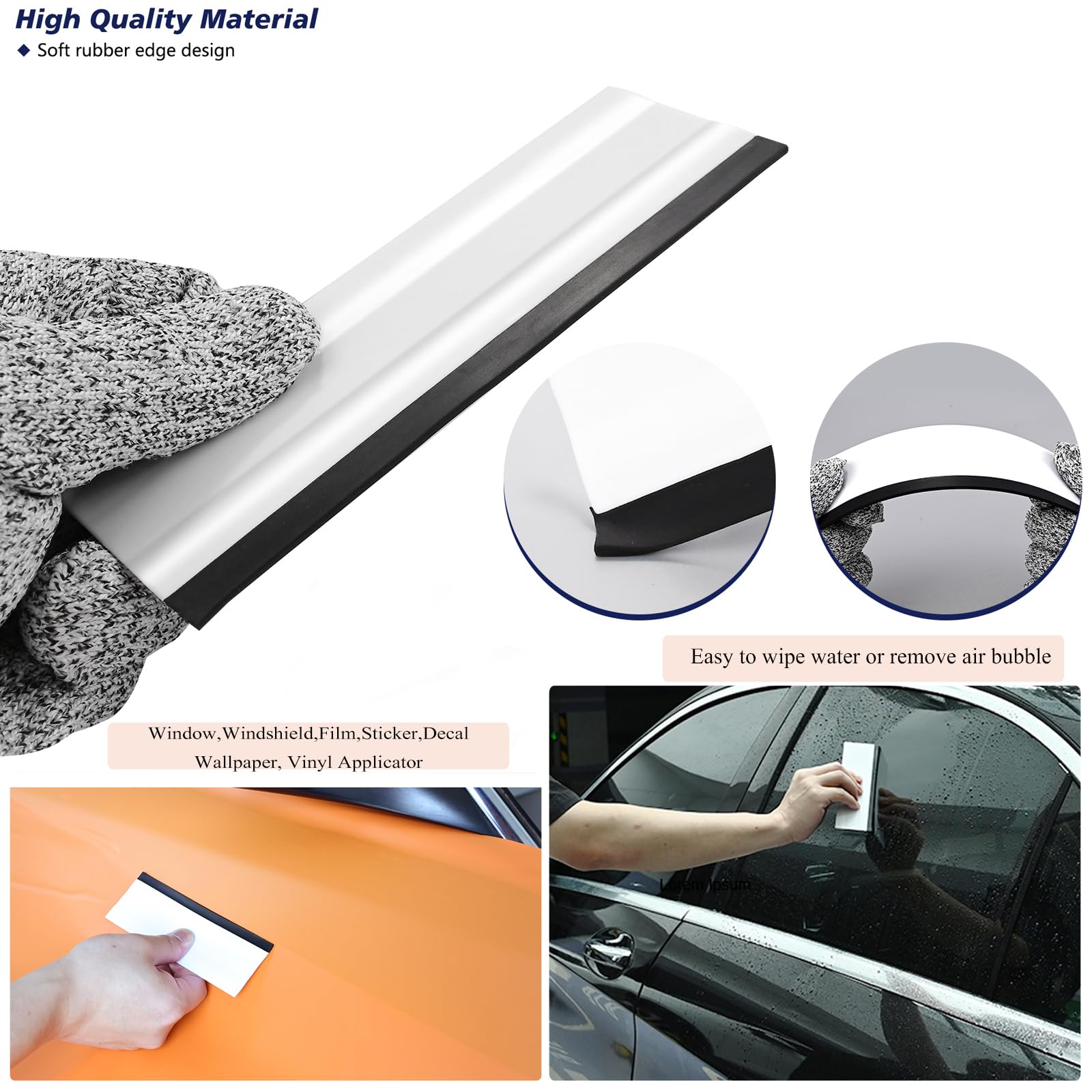 EHDIS Vinyl Wrap Tool Window Tint Kit 7 Pieces Vehicle Tinting Tools Car Glass Protective Film Wrapping Installation Set Included Vinyl Scraper, Window Rubber Squeegee,Cutting Knife with Blades