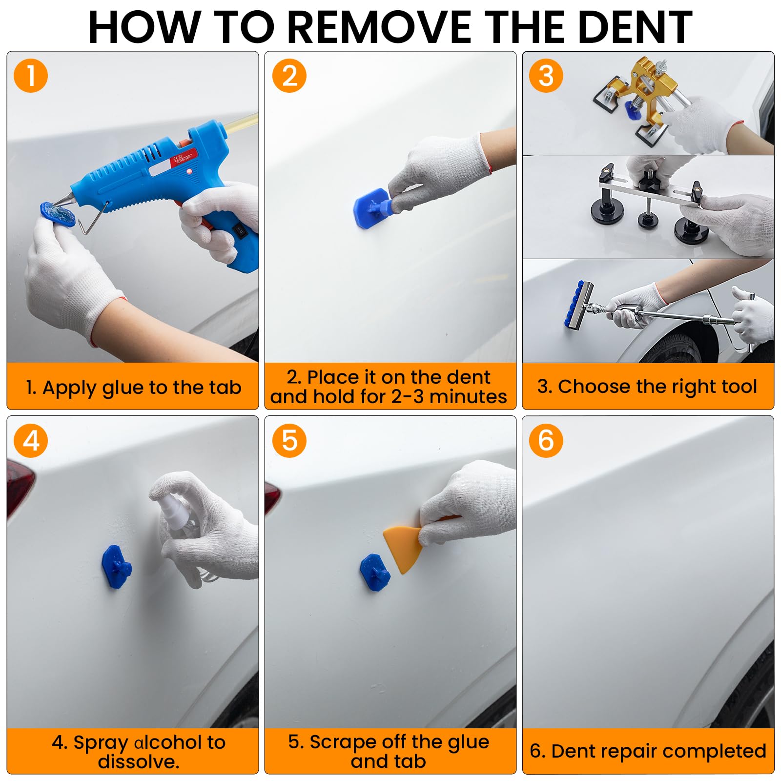 Car Dent Puller Kit, 135 PCS Paintless Dent Removal Kit, Car Dent Repair Kit with Slide Hammer 2 in 1 T-bar, Golden Lifter, Bridge Puller, Suction Cup, Dent Remover Tool for Car Hail Damage DIY Repair
