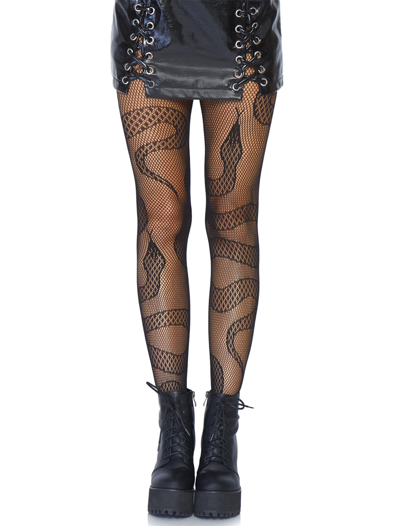 Leg Avenue womens Dark Alternative Animal Fishnet Tights Hosiery, Snake, One Size US