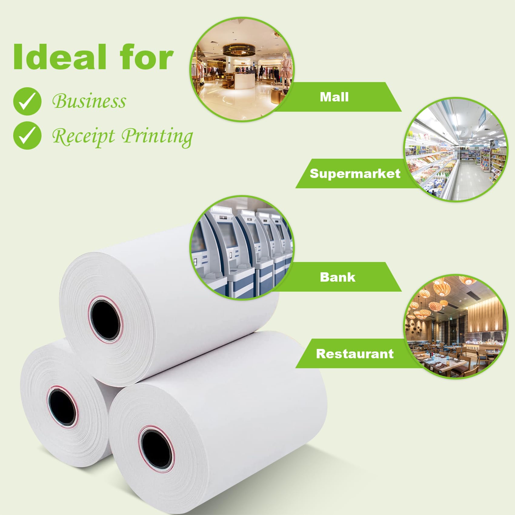 MFLABEL 2 1/4" Thermal Paper Rolls - 50 Rolls of 2.25 x 50' Credit Card Receipt Paper, Compatible with Clover POS, Visa/MasterCard Terminals, & Standard Credit Card Machines