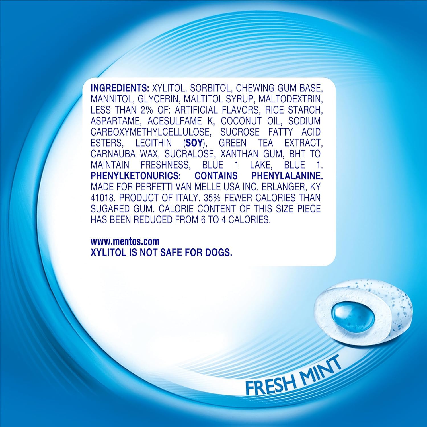 Mentos Pure Fresh Sugar-Free Chewing Gum with Xylitol, Fresh Mint, 120 Piece Bulk Resealable Bag (Pack of 1)